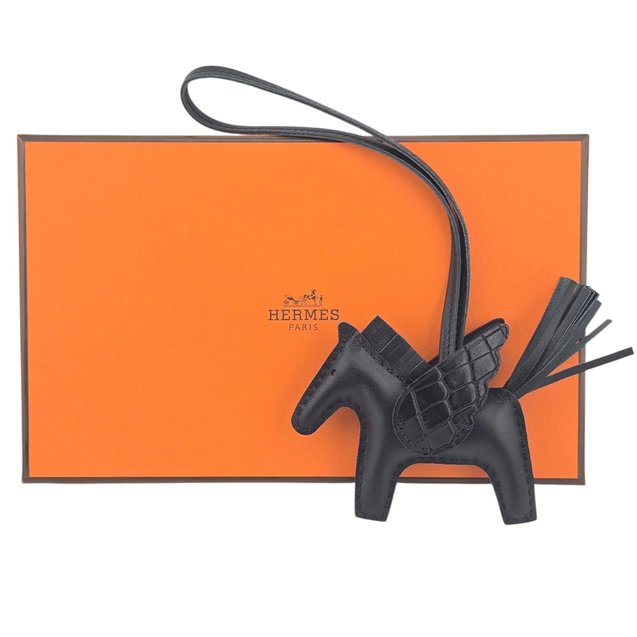 Hermès Rodeo Pegase So Noir Black  Leather and Alligator Touch PM Charm Bag HERMES