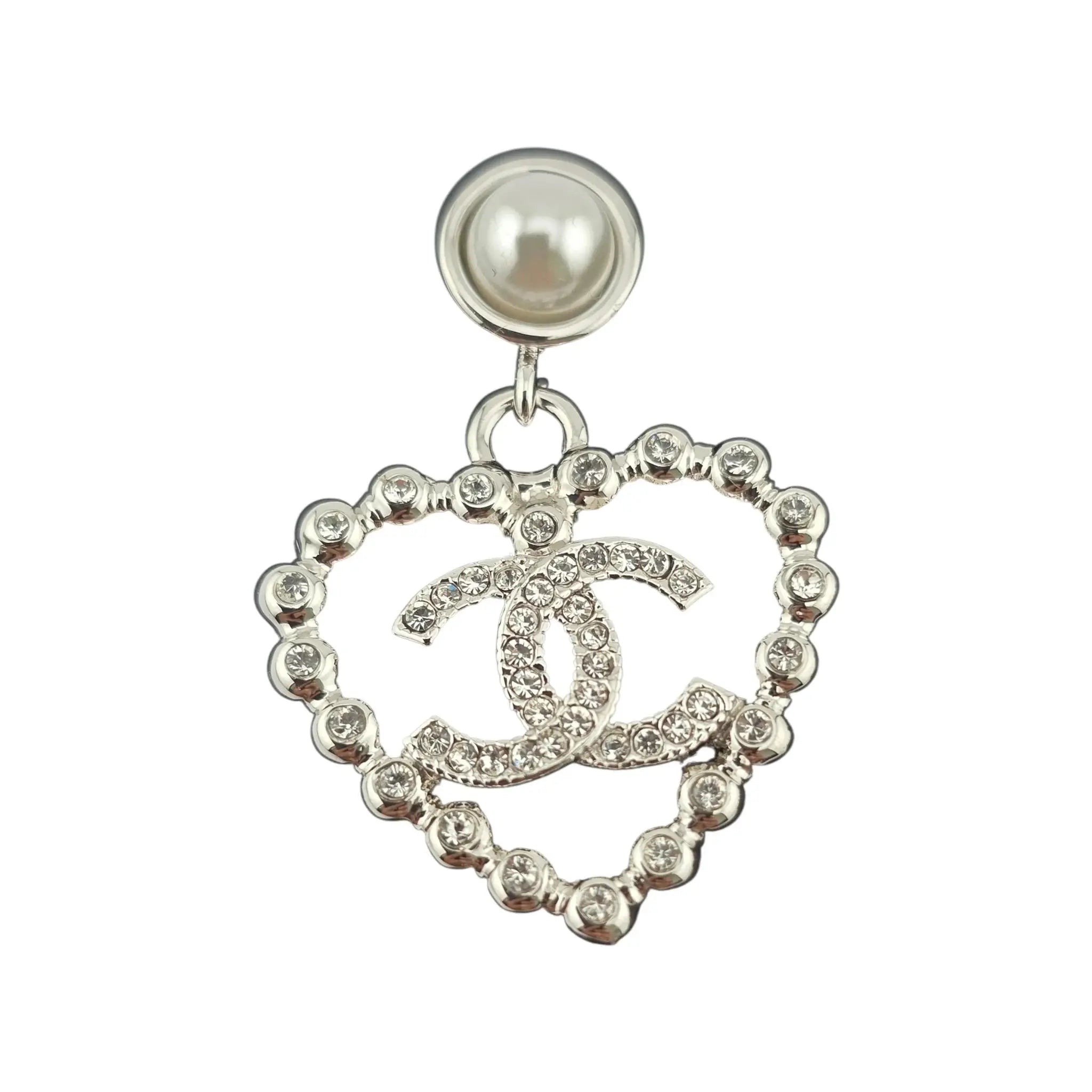 Chanel CC Silver Heart Drop Earrings 2025 CHANEL