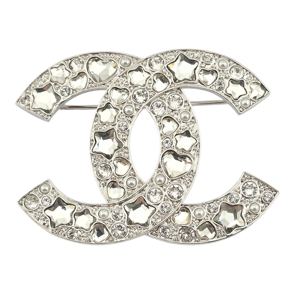 Chanel CC Silver Star Crystal Brooch 2025 CHANEL