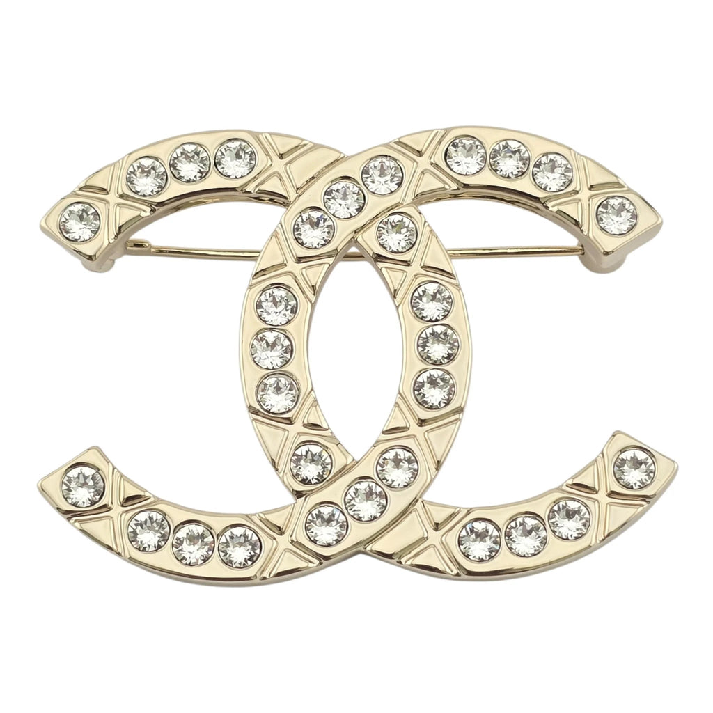 Chanel CC Gold Crystal Brooch B25 CHANEL