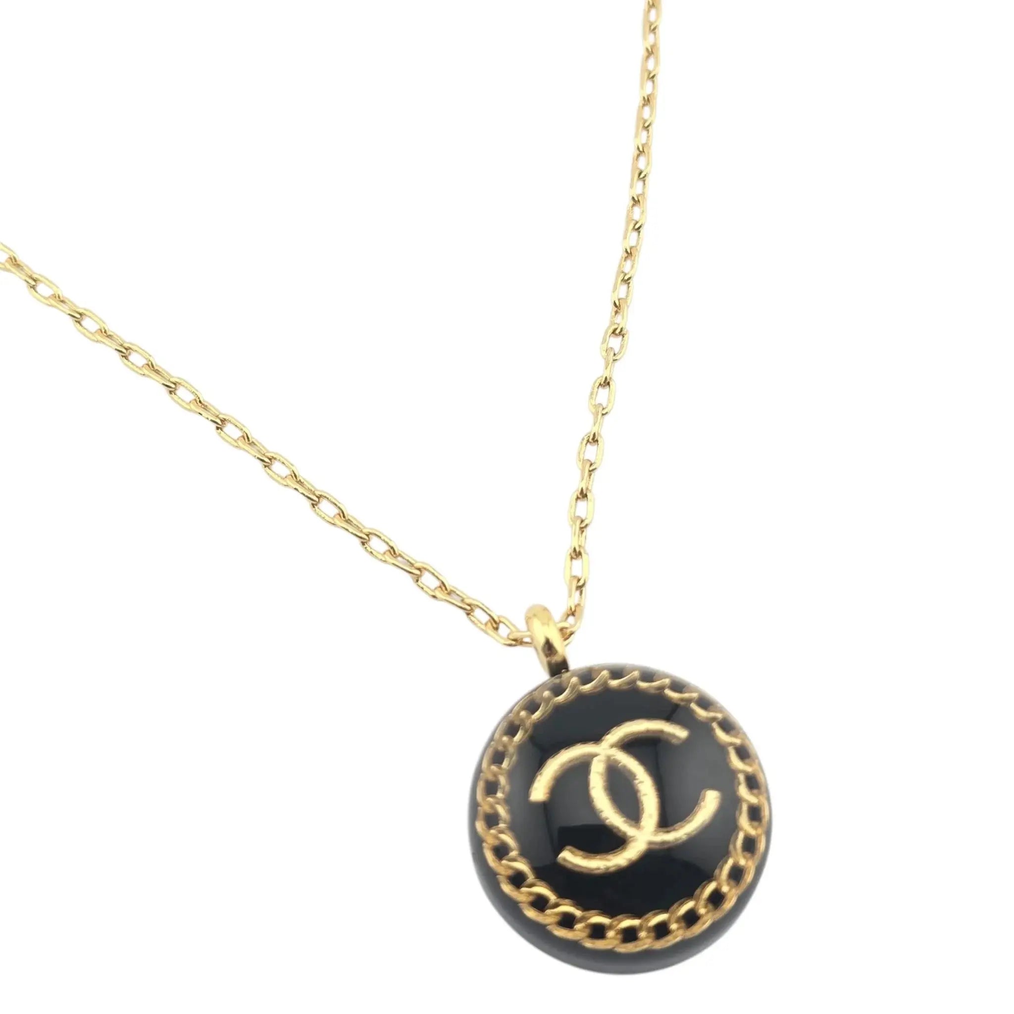 Chanel CC Gold / Black Pendant Necklace 2022 CHANEL