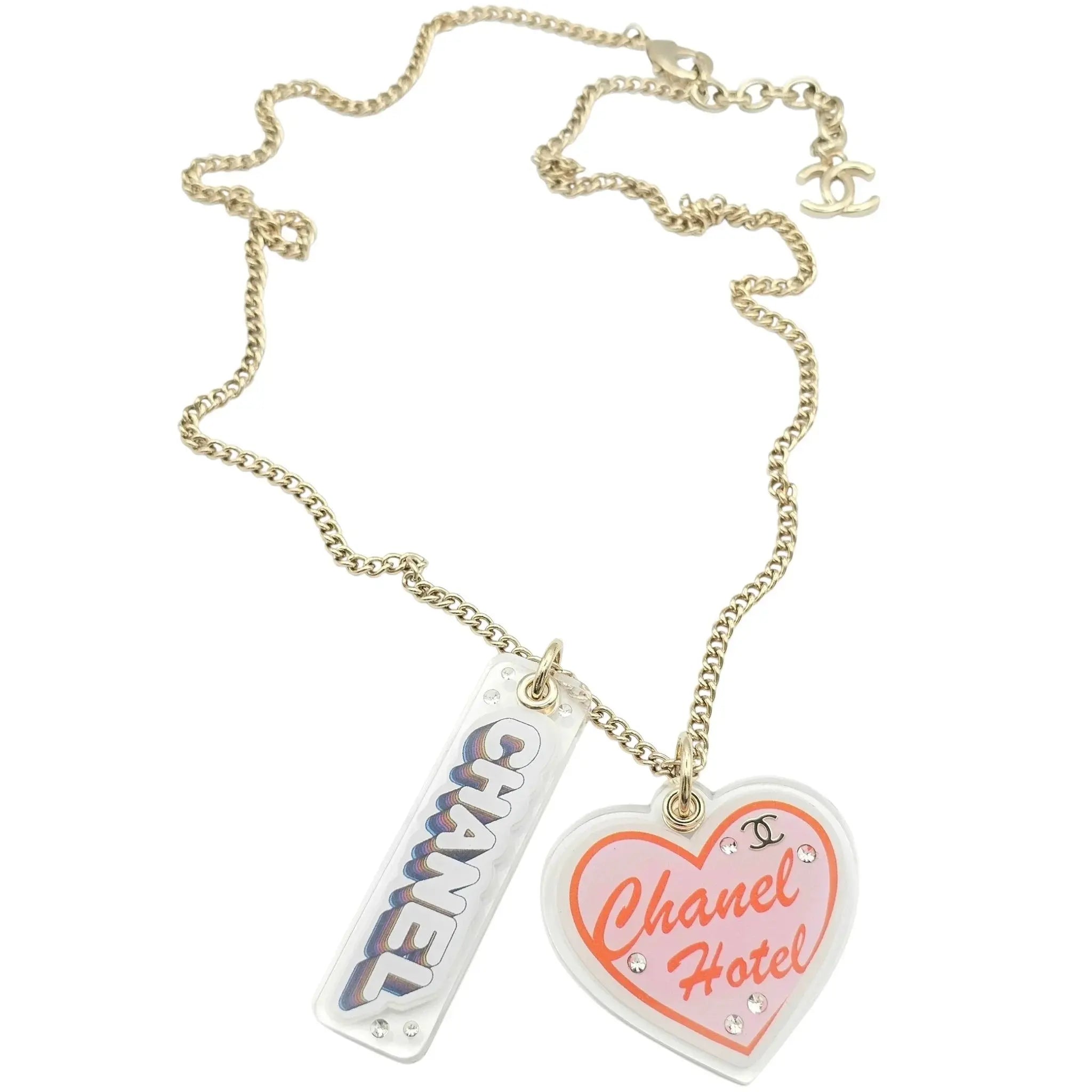 Chanel CC Resin Metal Strass Multi Color Heart Shape Necklace 2024 CHANEL