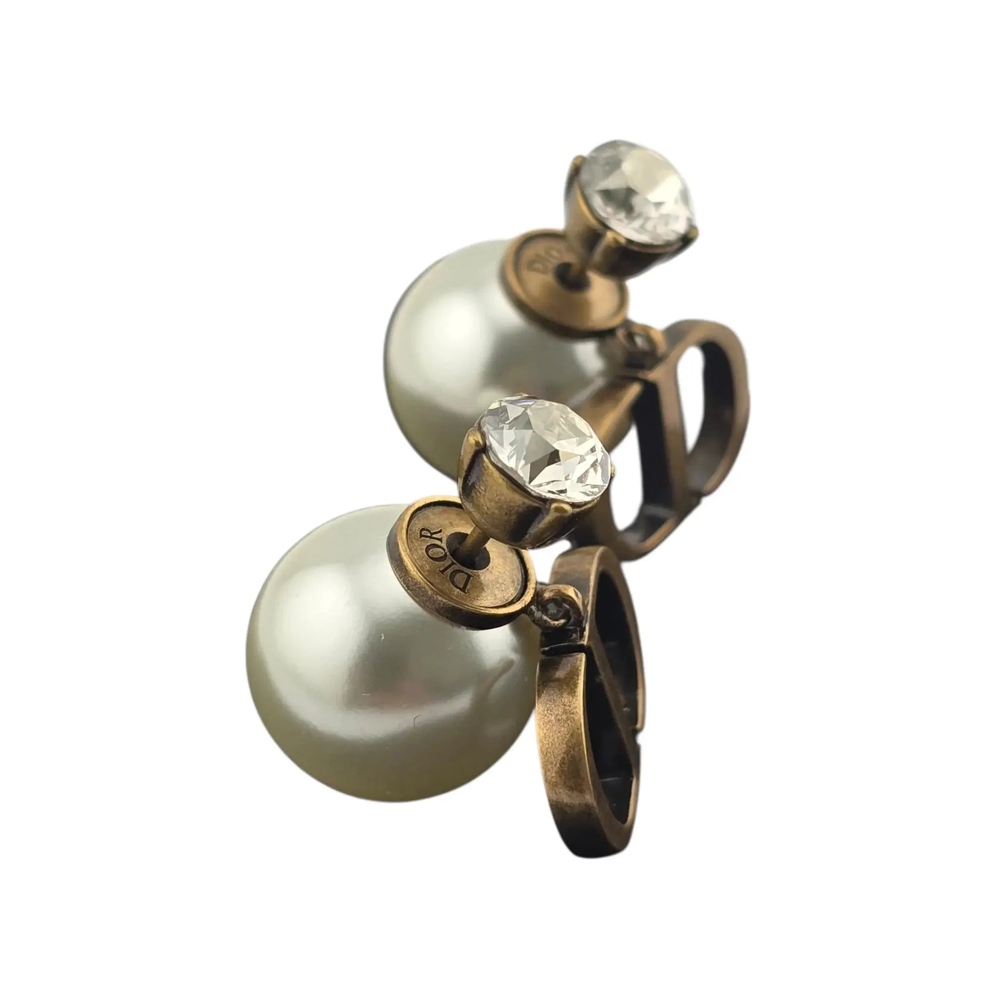 Christian Dior Tribales Faux Pearl Crystal  CD Earrings DIOR