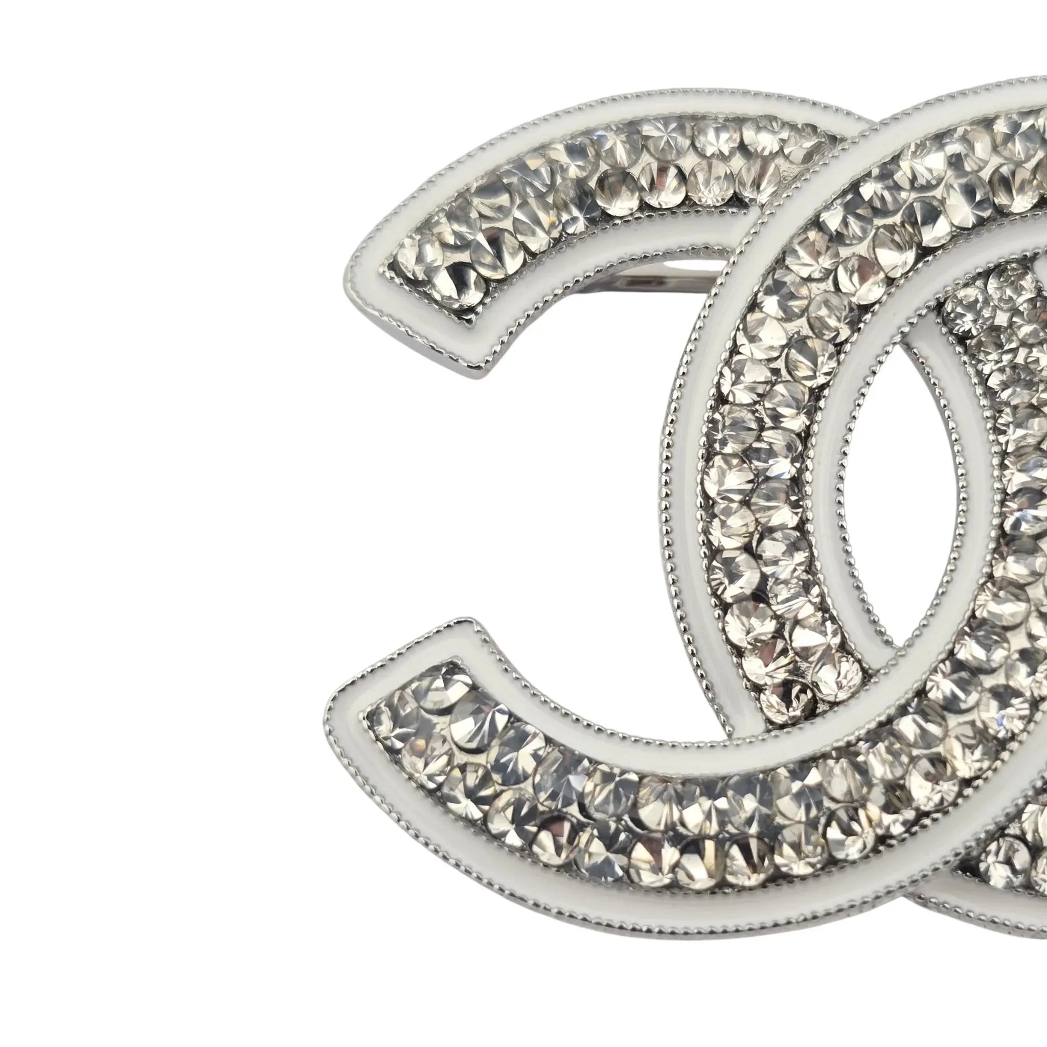 Chanel CC Silver Crystals Enamel Brooch 2025 CHANEL