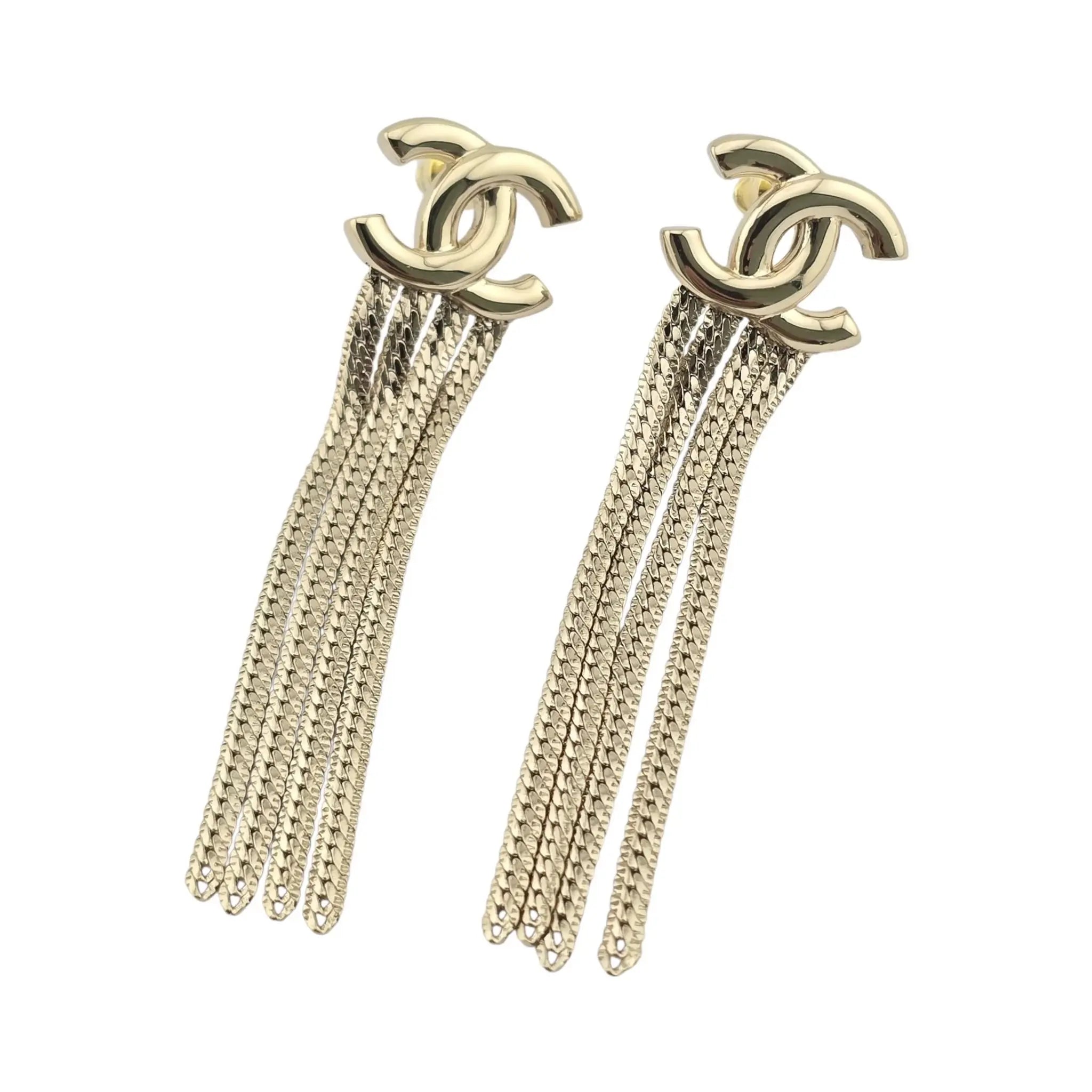 Chanel CC Gold Tassel Drop Earrings 2024 CHANEL