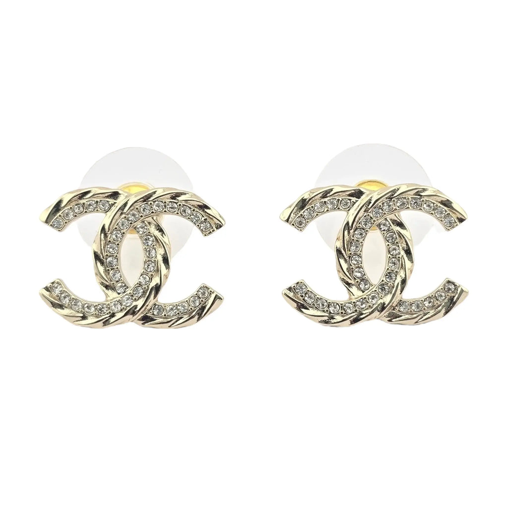 Chanel CC Gold Crystal Earrings 2023 CHANEL