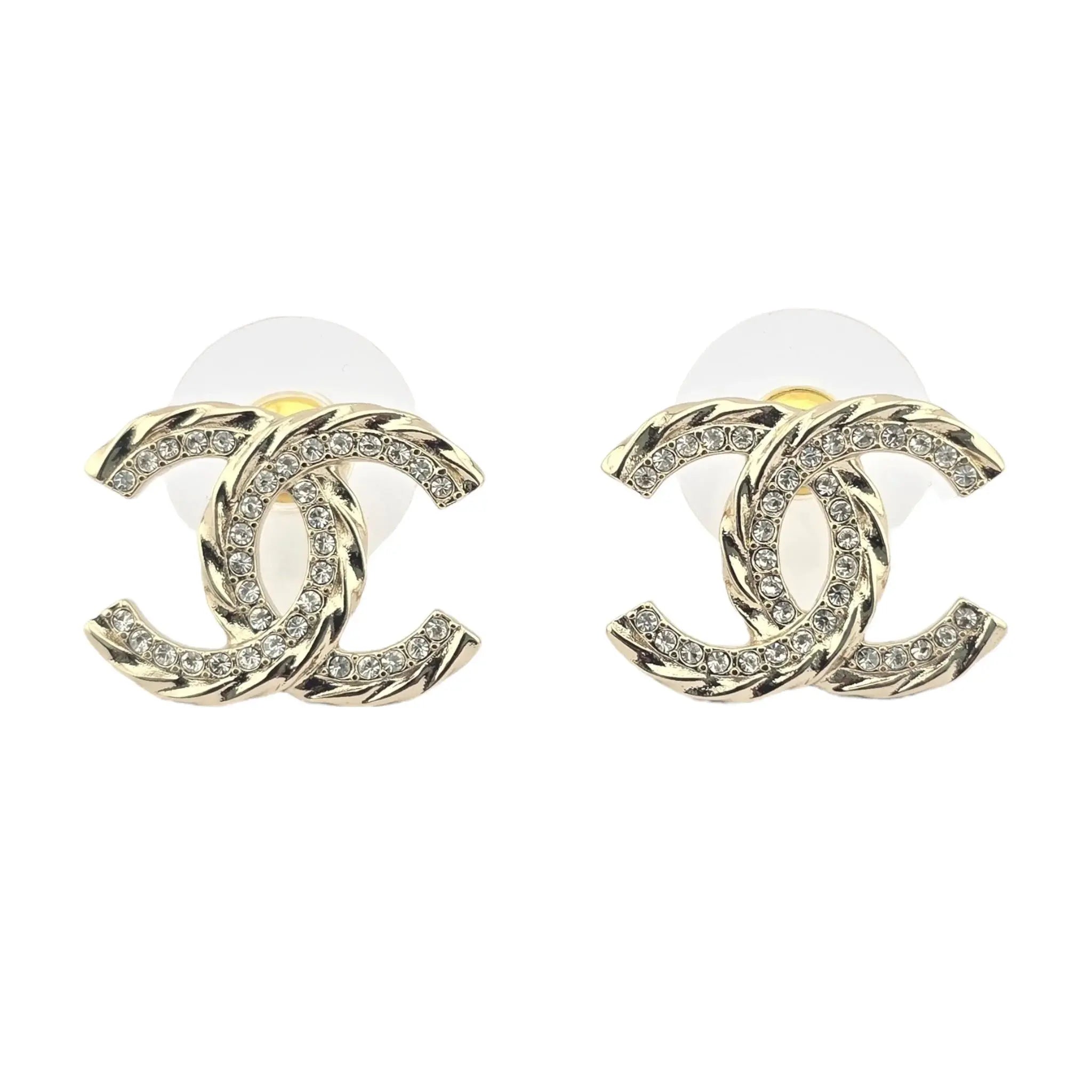 Chanel CC Gold Crystal Earrings 2023 CHANEL