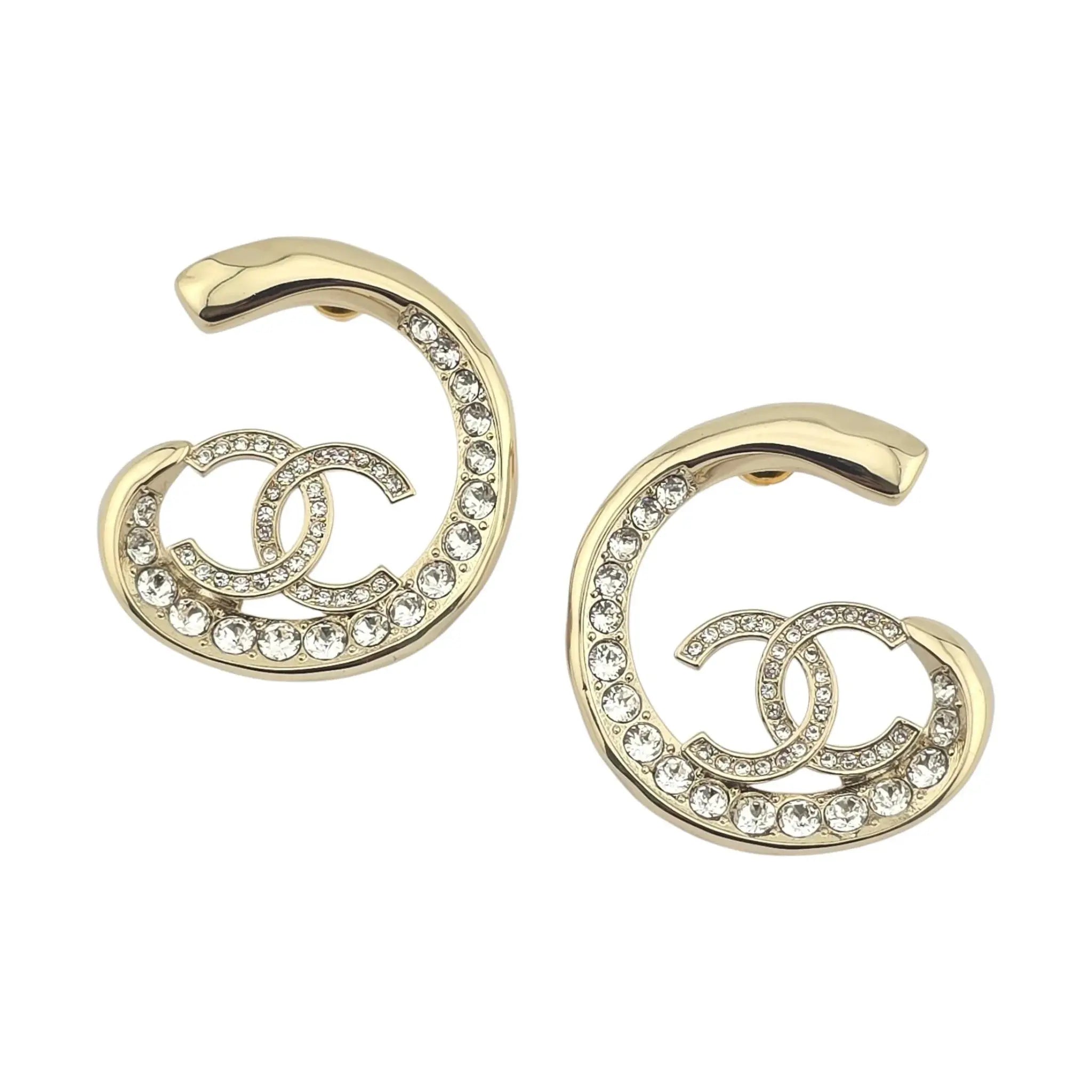 Chanel CC Crystal Gold Metal Earrings 2023 CHANEL