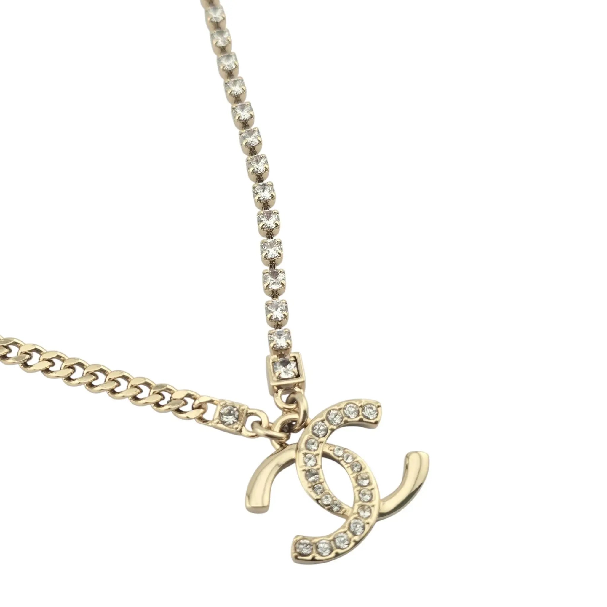 Chanel CC Gold Crystal Chain Necklace 2024 CHANEL