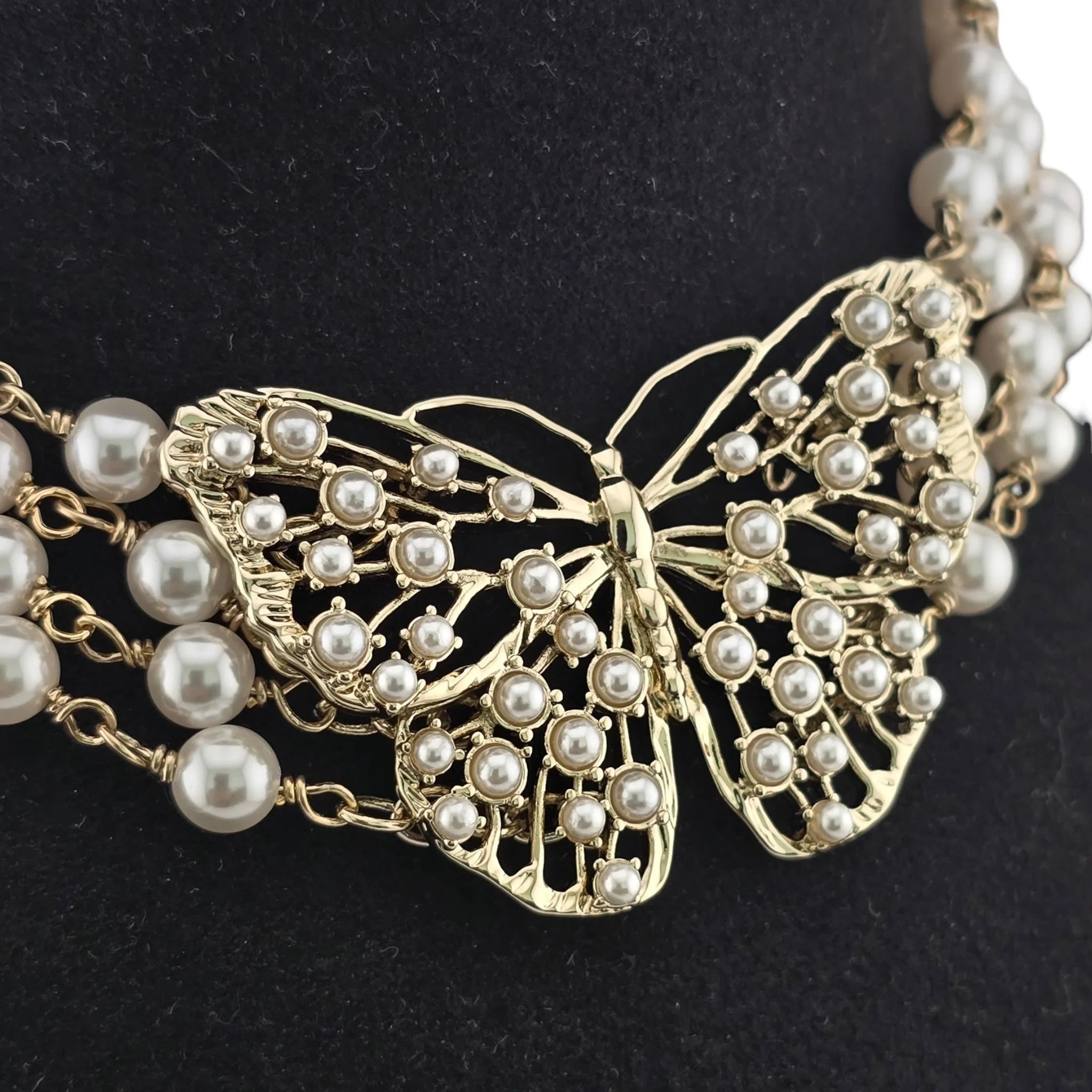 Christian Dior Toile de Jouy Papillon Butterfly Choker Necklace DIOR