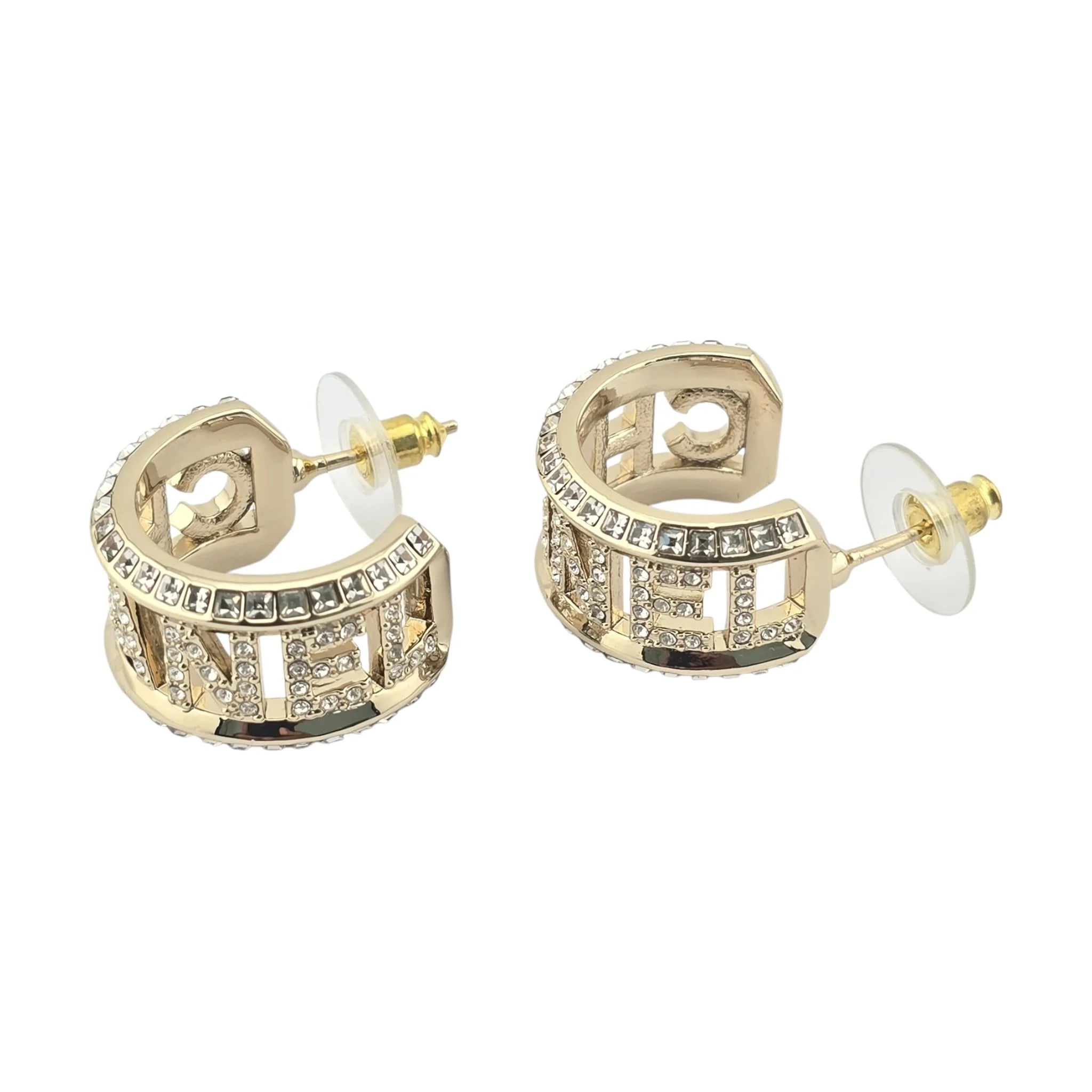 Chanel Logo Hoop Gold Earrings 2024 CHANEL