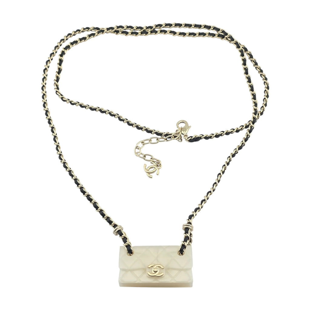 Chanel CC Matelasse White Resin Bag Necklace 2023 CHANEL
