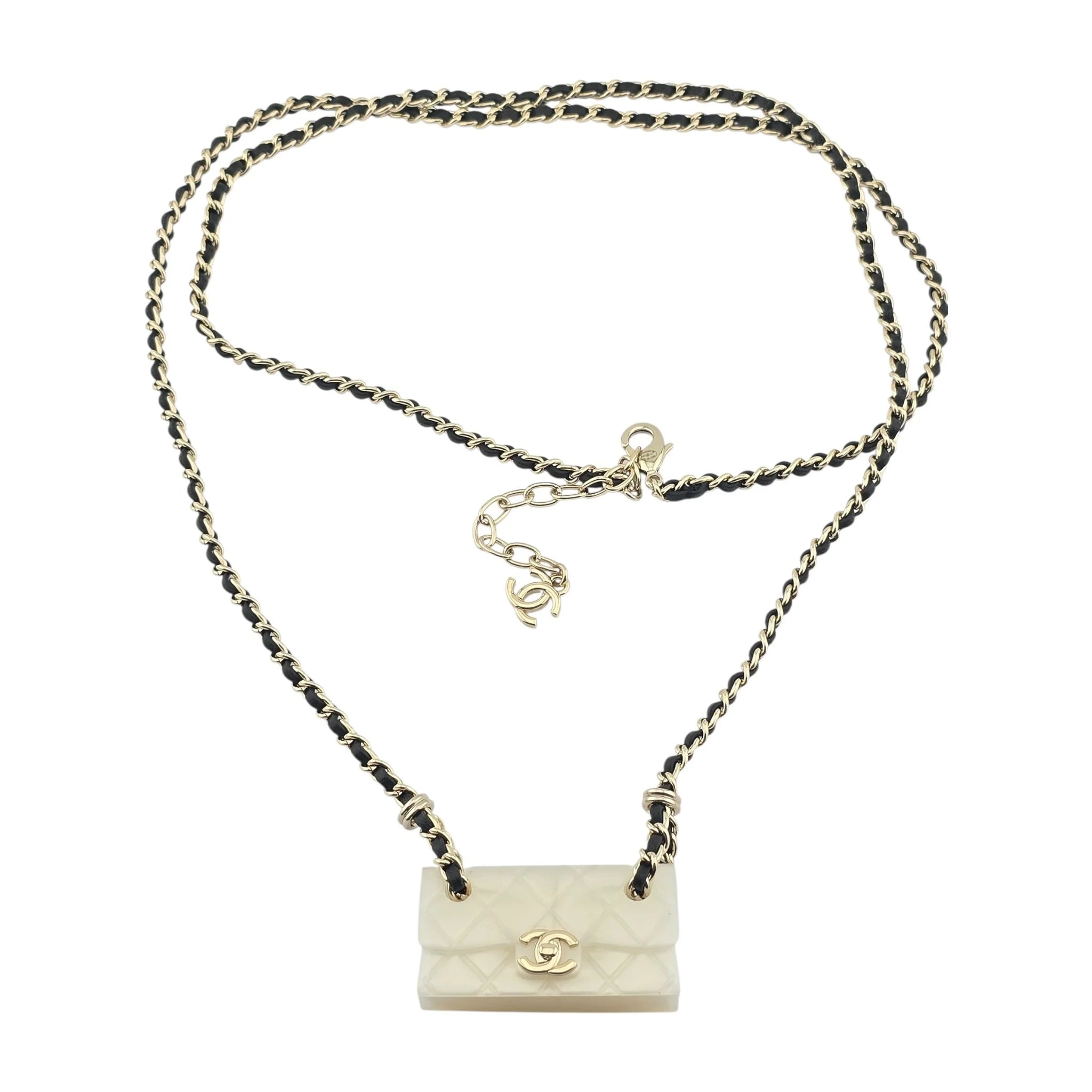Chanel CC Matelasse White Resin Bag Necklace 2023 CHANEL