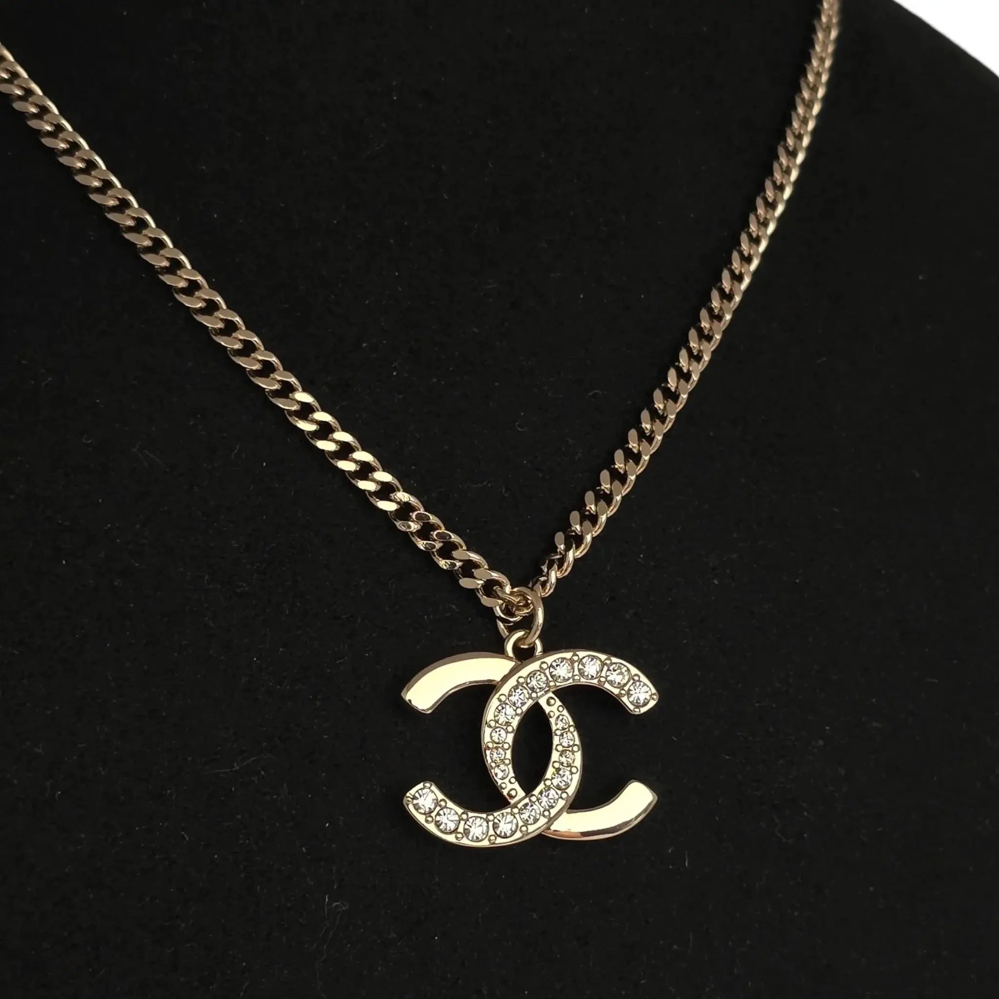 Chanel CC Gold Crystal Pendant Necklace 2024 CHANEL