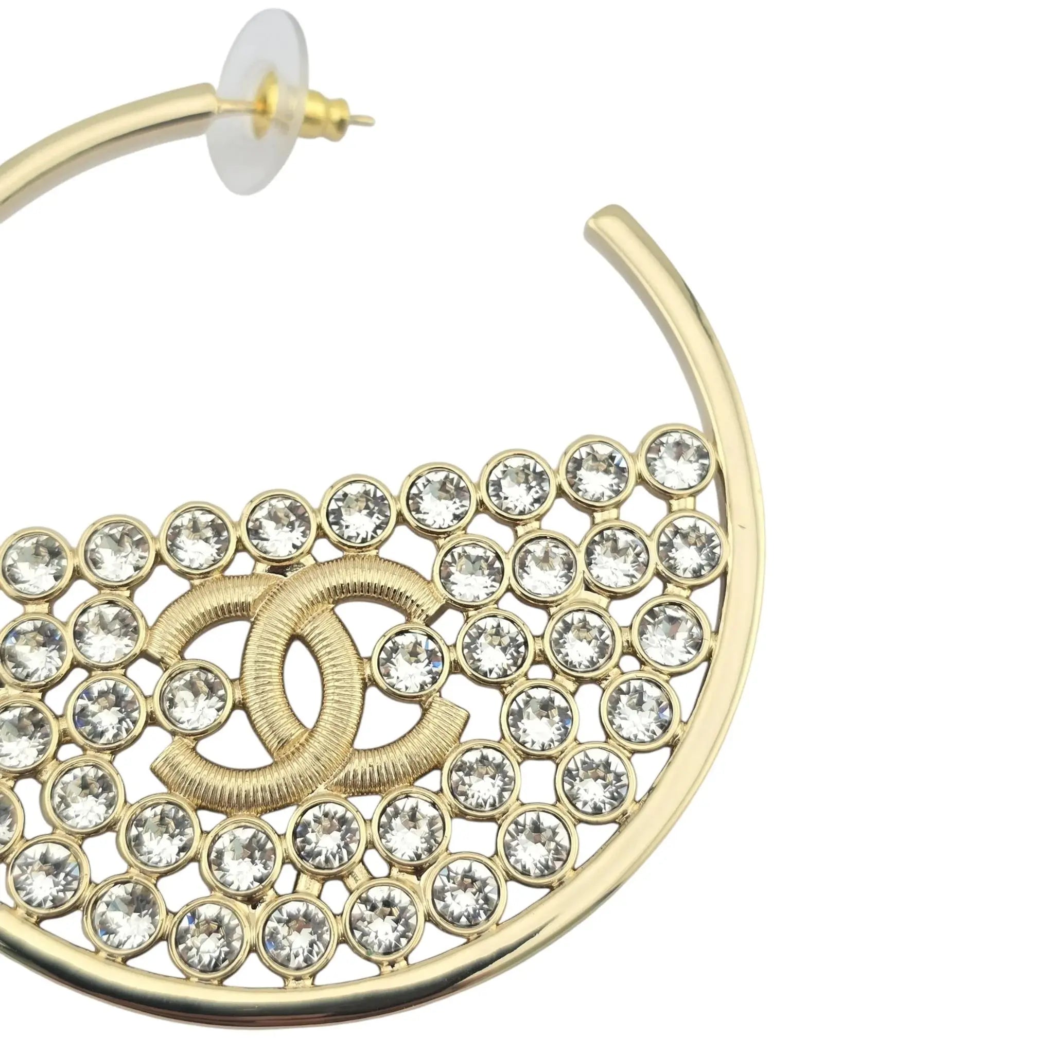 Chanel CC Crystal Gold Hoop Earrings SS23 CHANEL