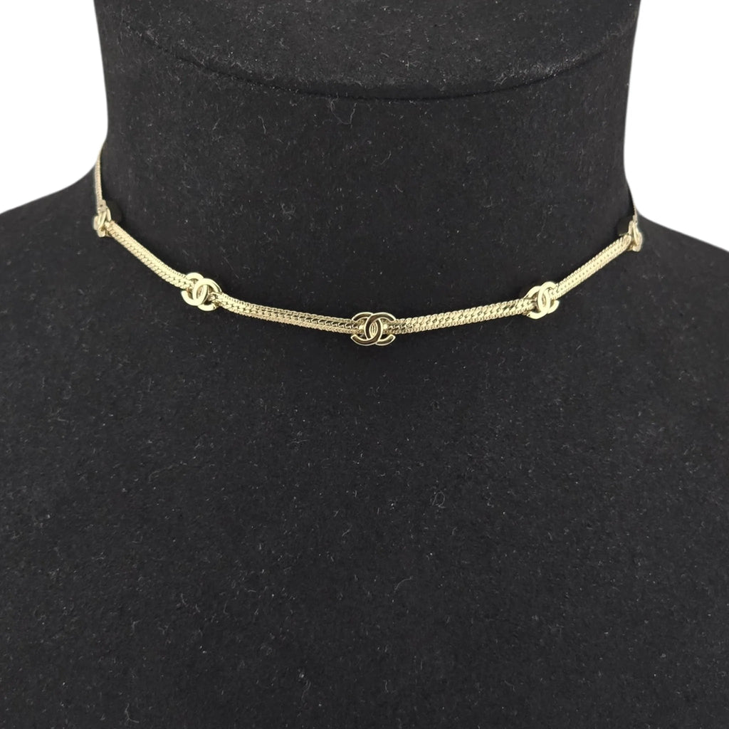 Chanel CC Thin Choker Necklace Gold 2024 CHANEL