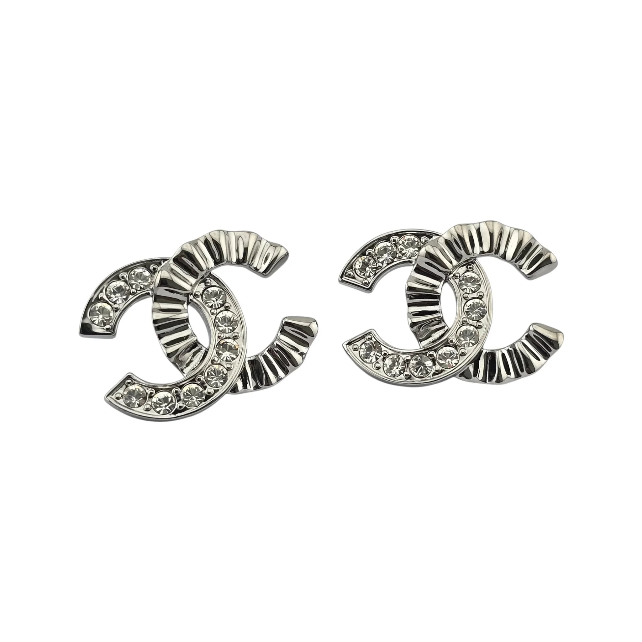 Chanel CC Crystal Earrings Silver 2021 CHANEL