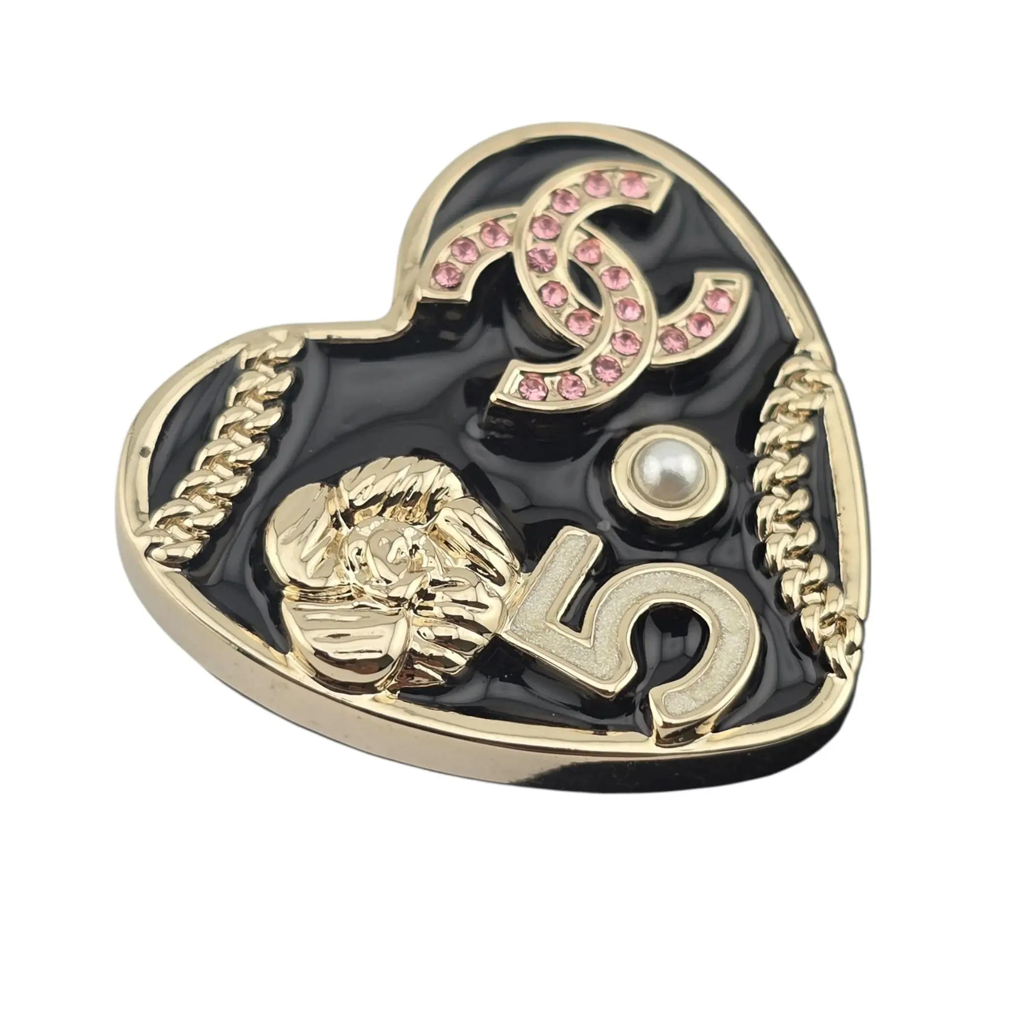 Chanel CC Black Heart Pin Brooch 2024 CHANEL