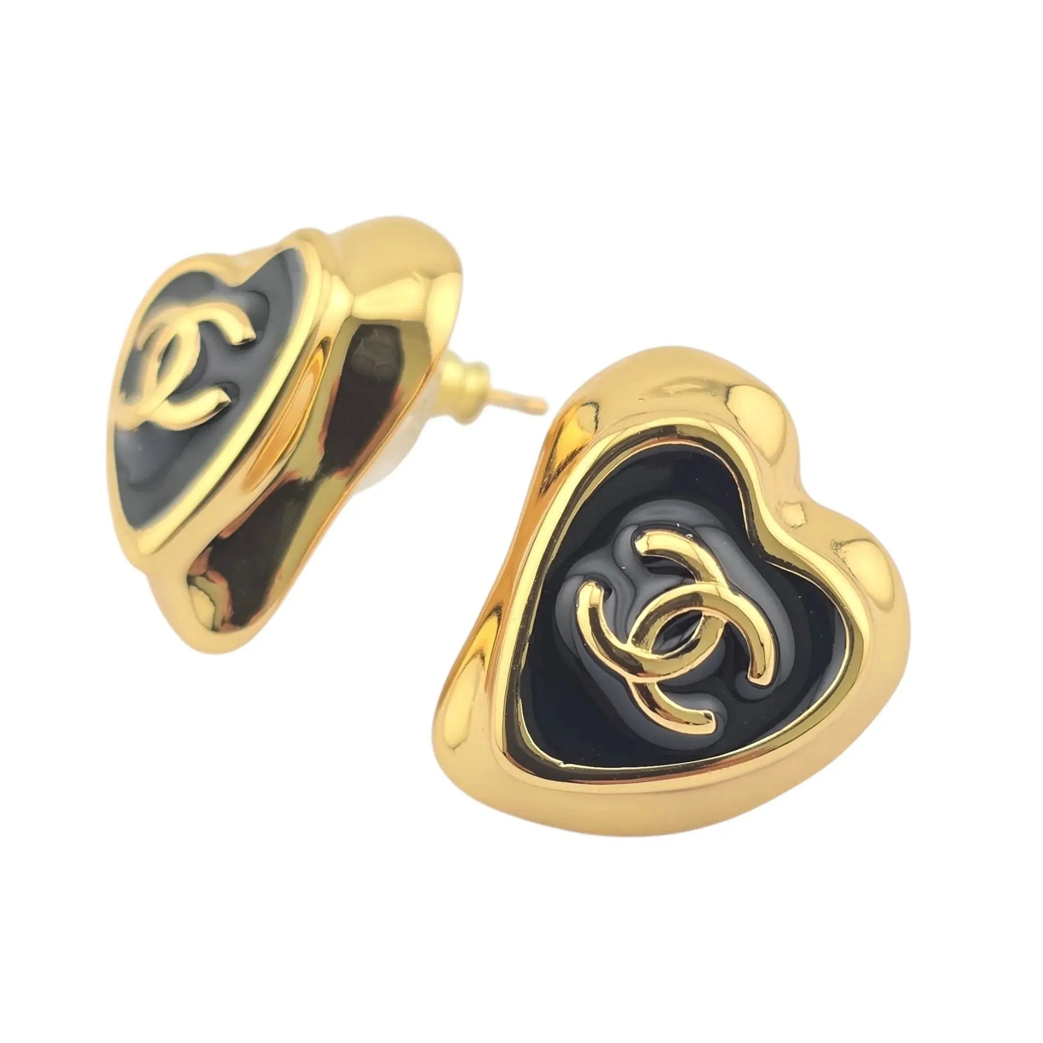 Chanel CC Gold Black Earrings 2025 CHANEL