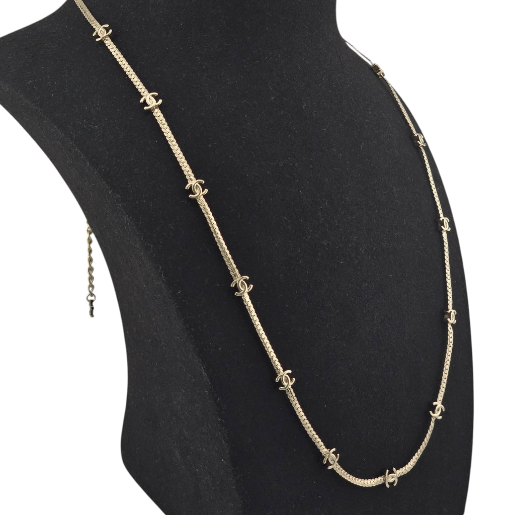 Chanel CC Metal Thin Gold Necklace 2024 CHANEL