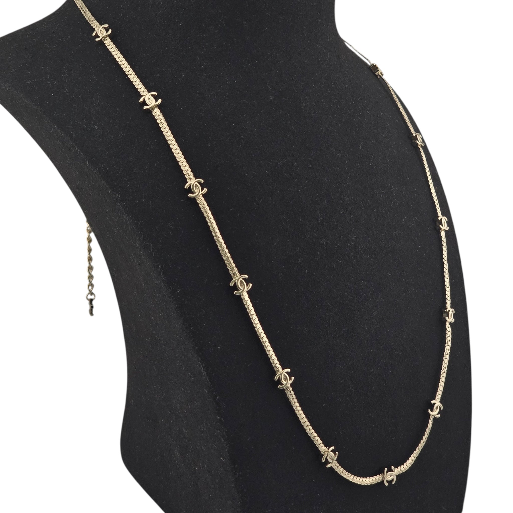 Chanel CC Metal Thin Gold Necklace 2024 CHANEL