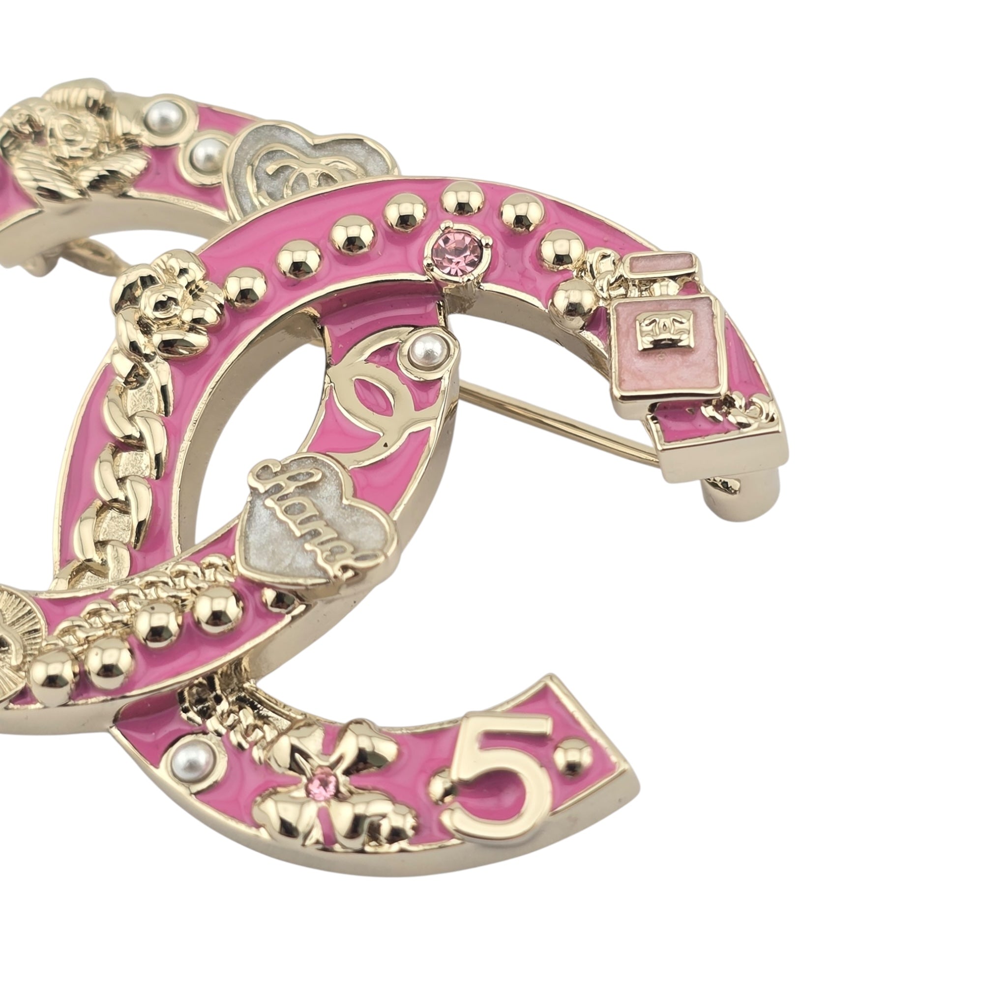 Chanel CC Pink Gold Enamel Brooch 2024 CHANEL