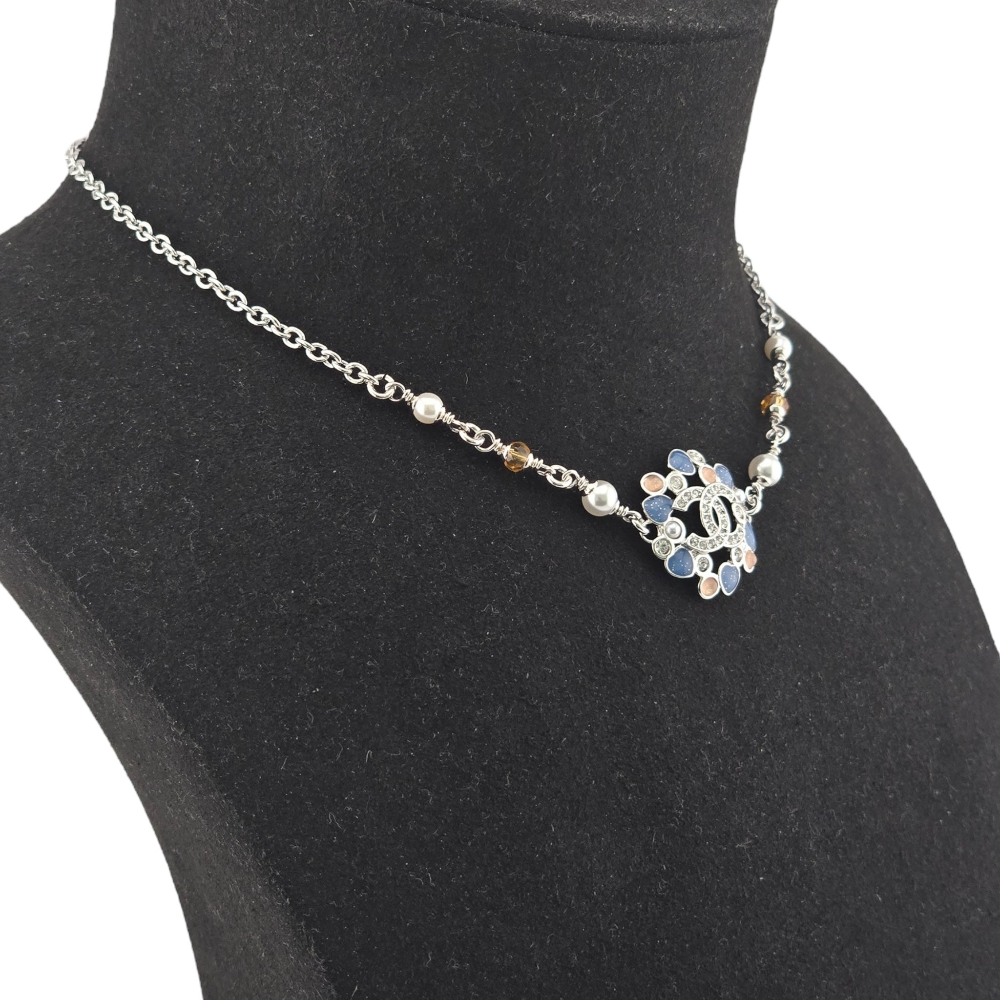 Chanel CC Silver Resin Pendant Necklace 2025 CHANEL