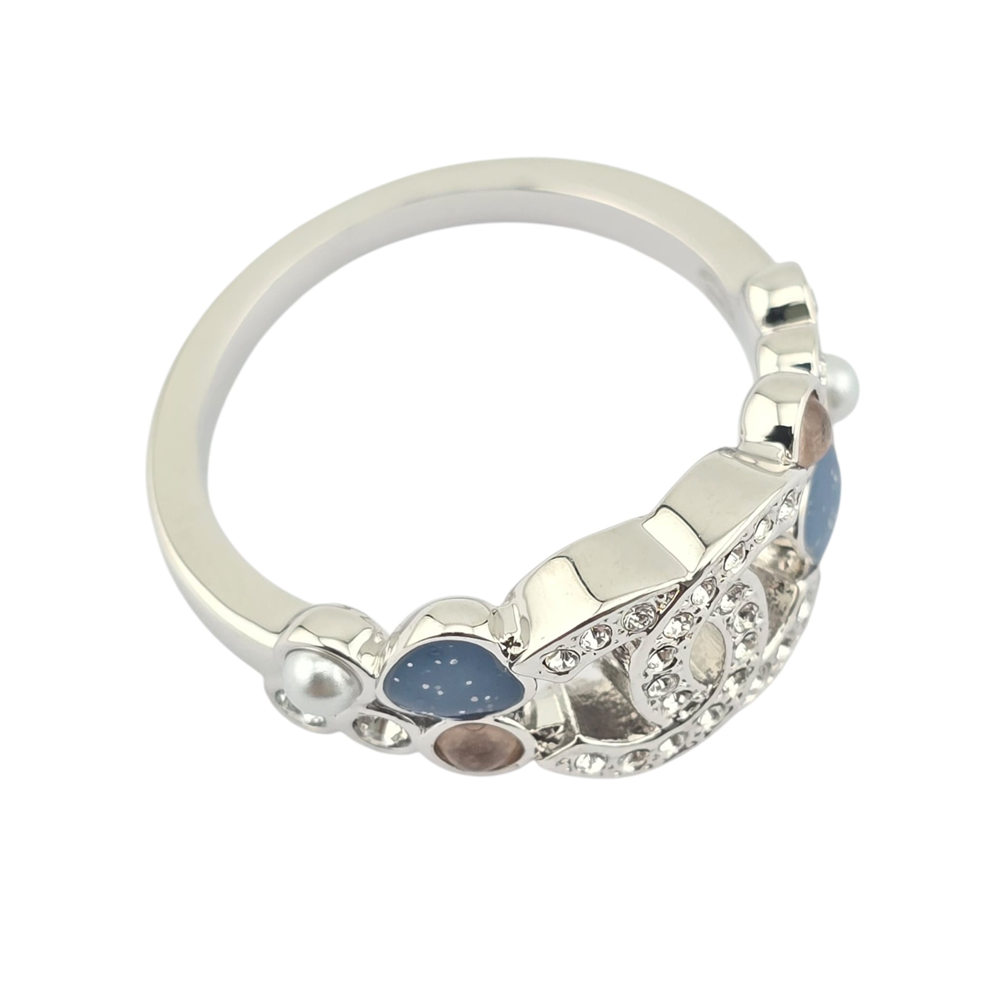 Chanel CC Silver Blue Red Resin Ring 2025 CHANEL