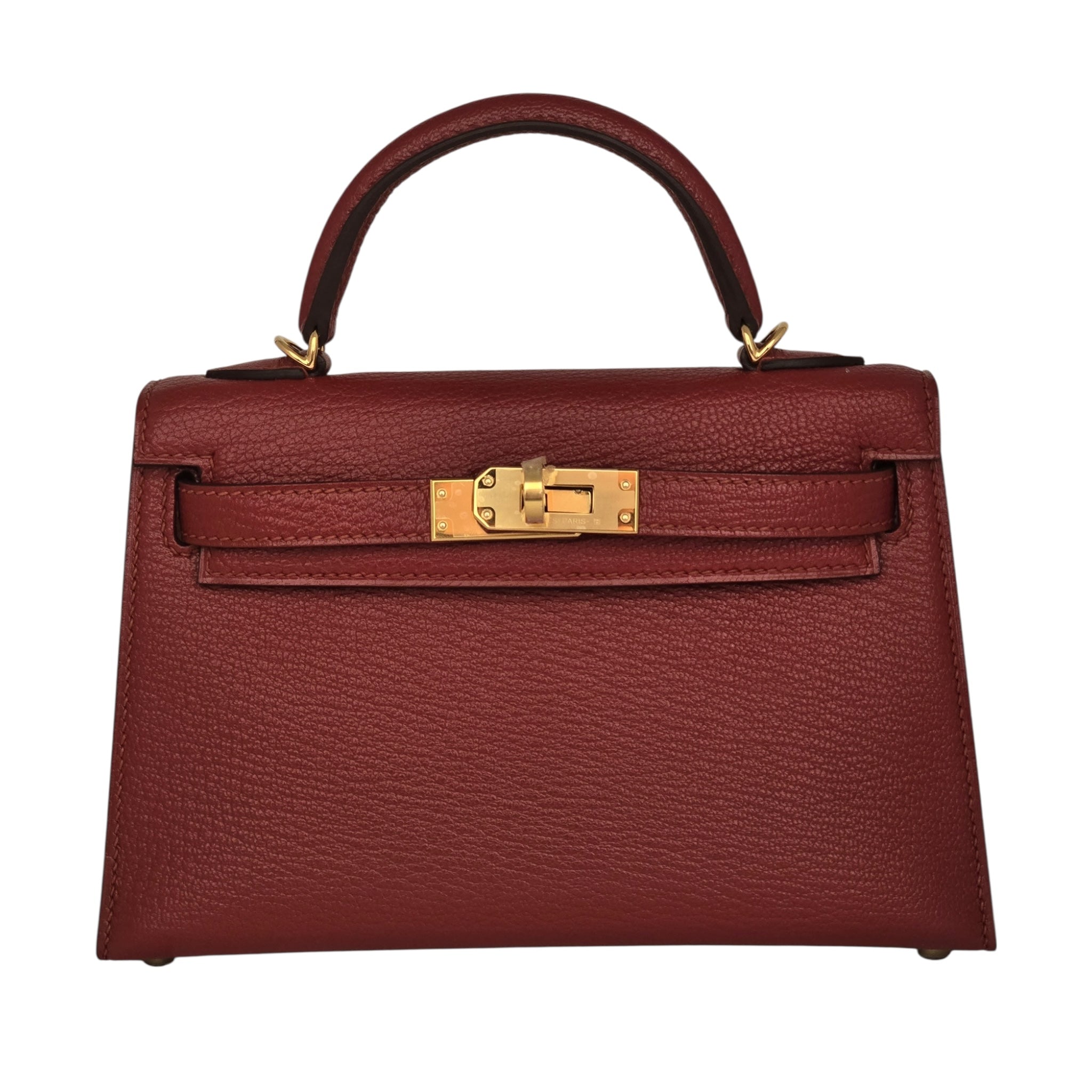 Hermes Mini Kelly II Sellier Rouge H Chèvre Gold