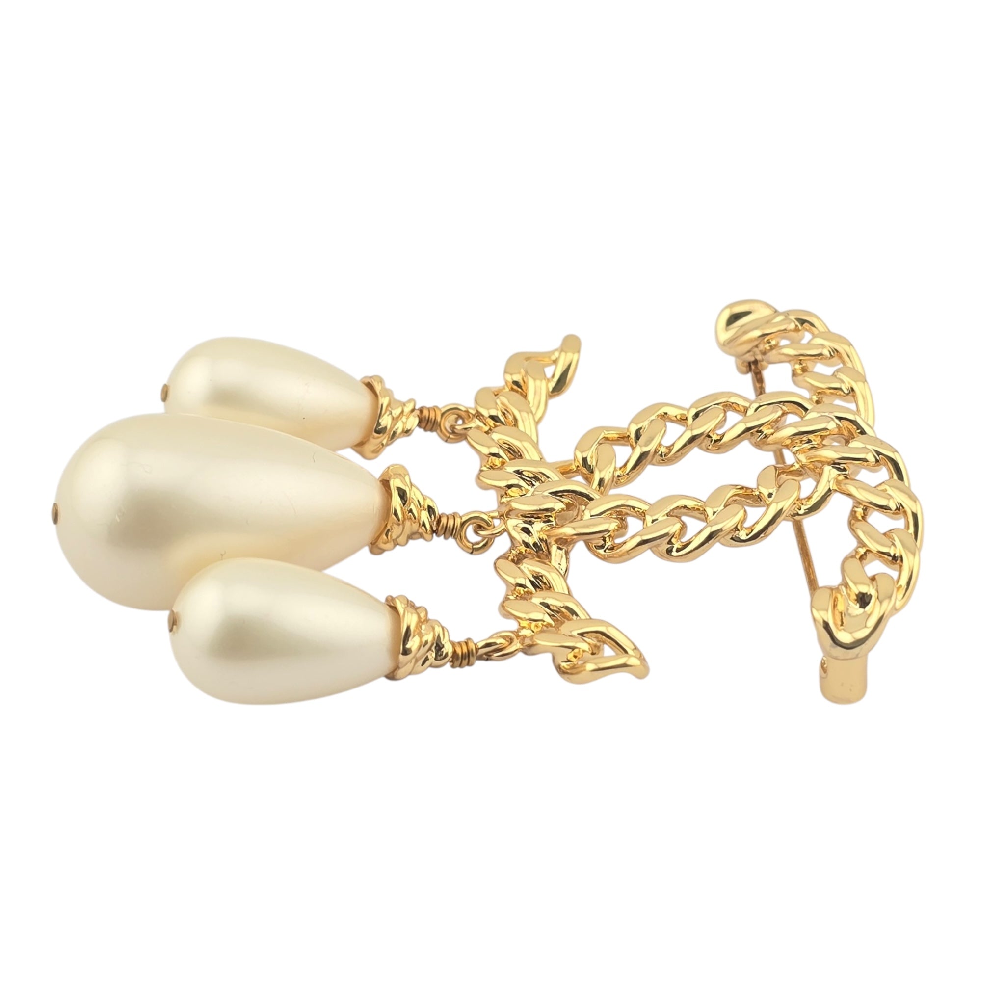 Chanel CC Gold Faux Pearl Brooch B20 K