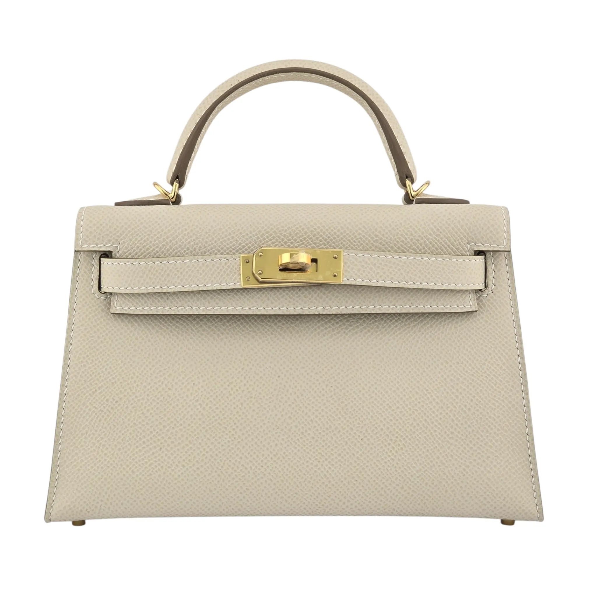 Hermes Mini Kelly II Epsom Craie Gold Hardware Bag HERMES