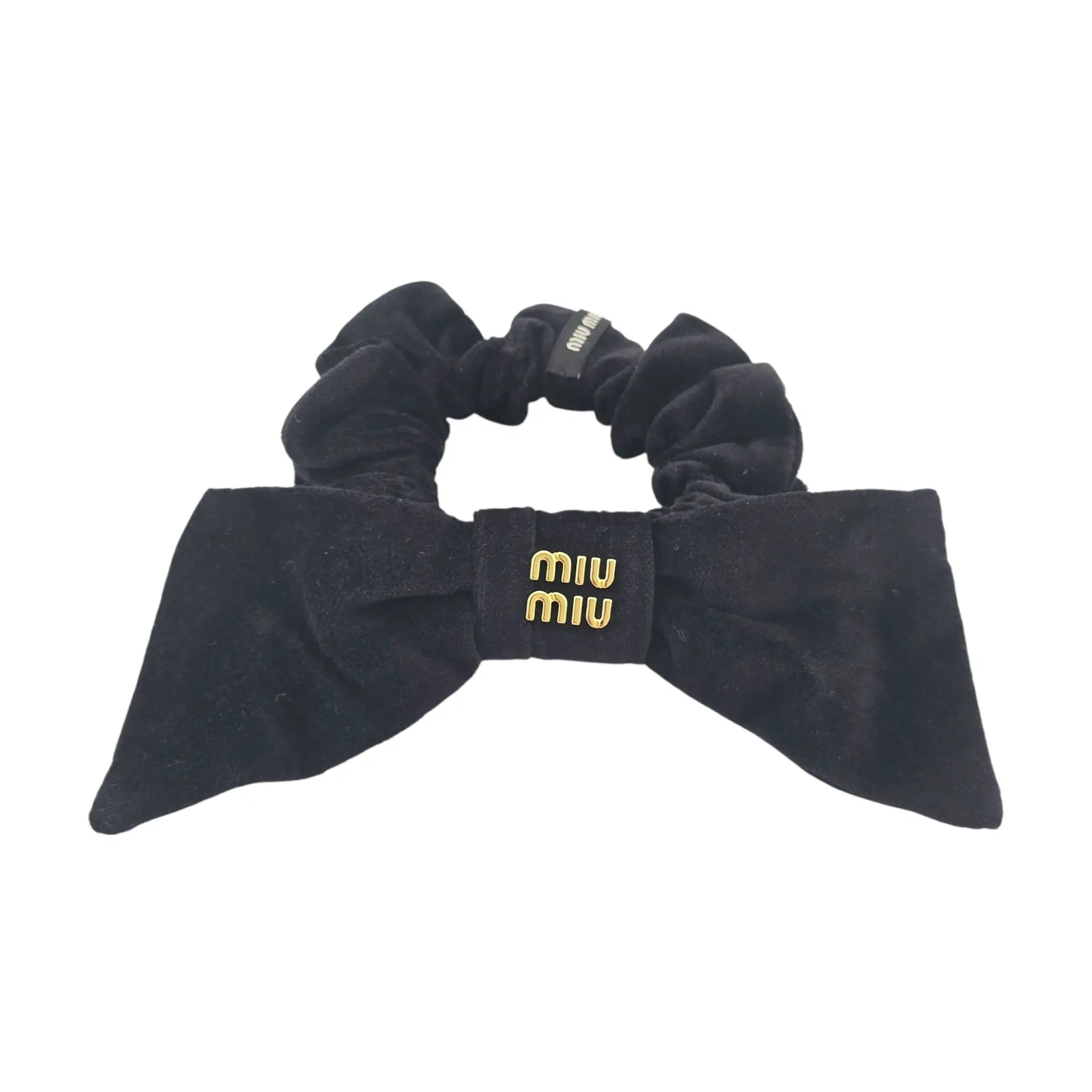 Miu Miu Black Gold Velvet Scrunchie MIU MIU