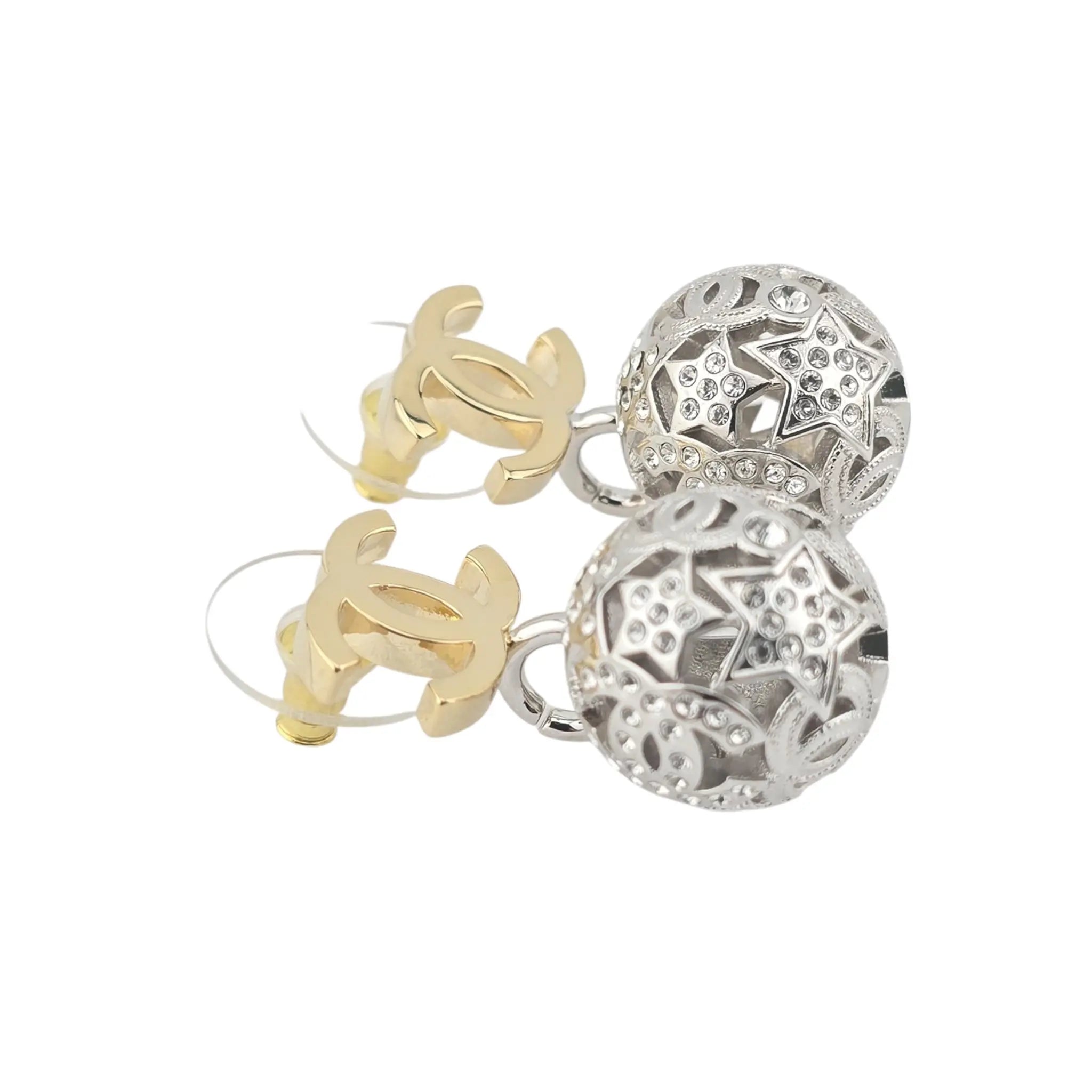 Chanel CC Gold / Silver Ball Earrings 2025 CHANEL
