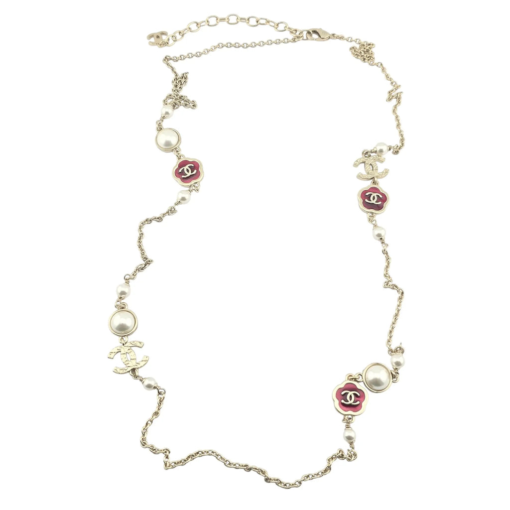 Chanel CC Faux Pearl Metal Long Necklace 2025 CHANEL