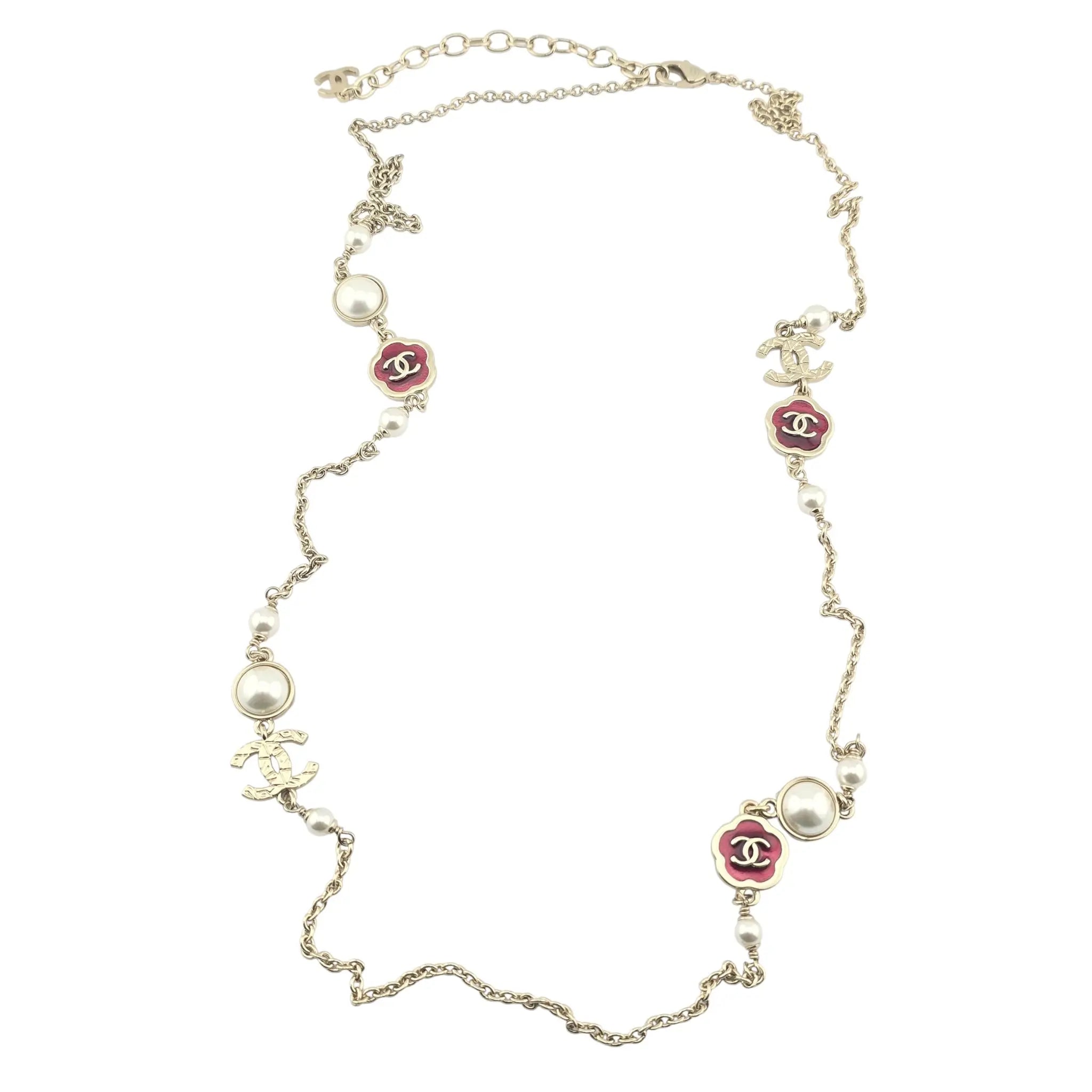 Chanel CC Faux Pearl Metal Long Necklace 2025 CHANEL