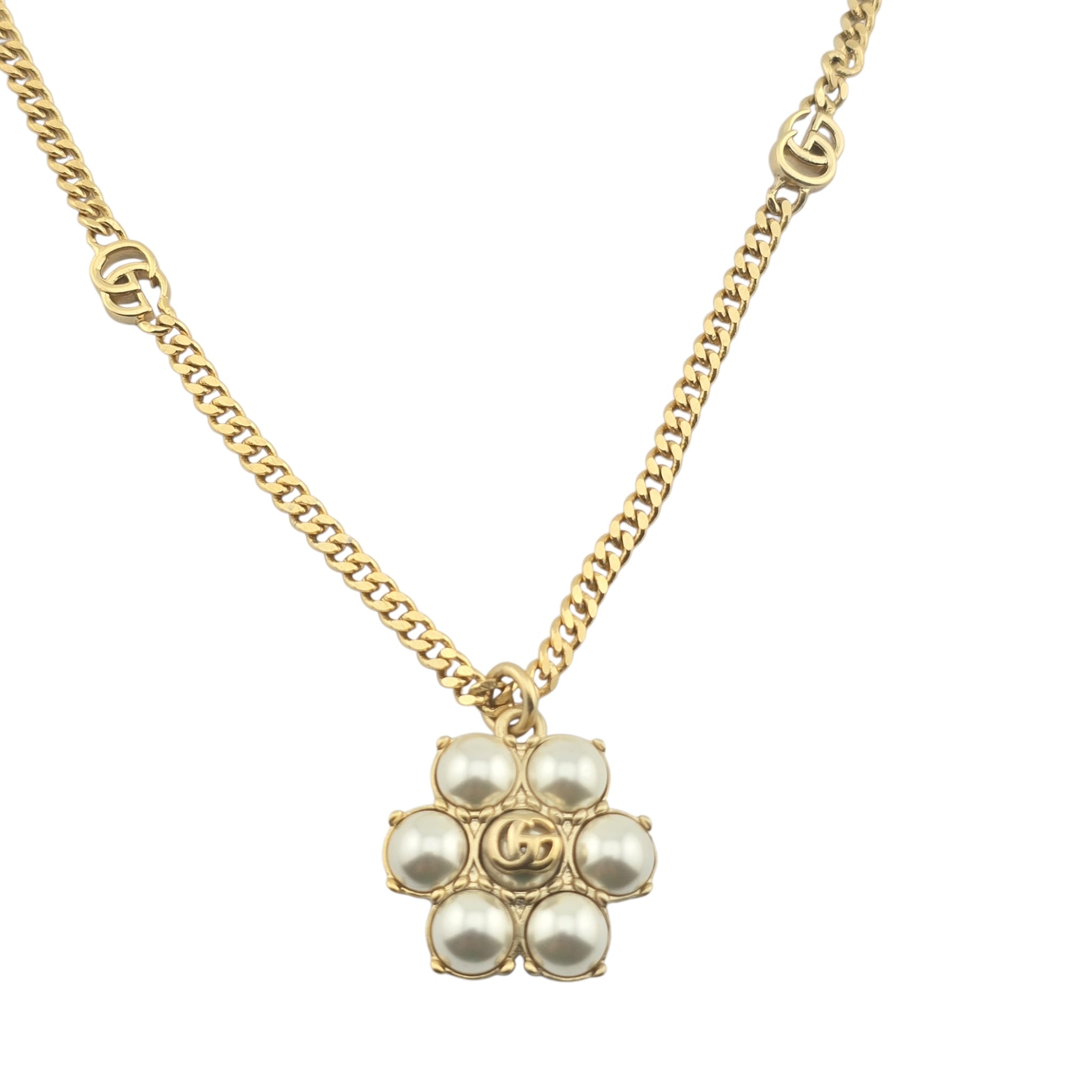 GUCCI GG Marmont Faux Pearl Necklace