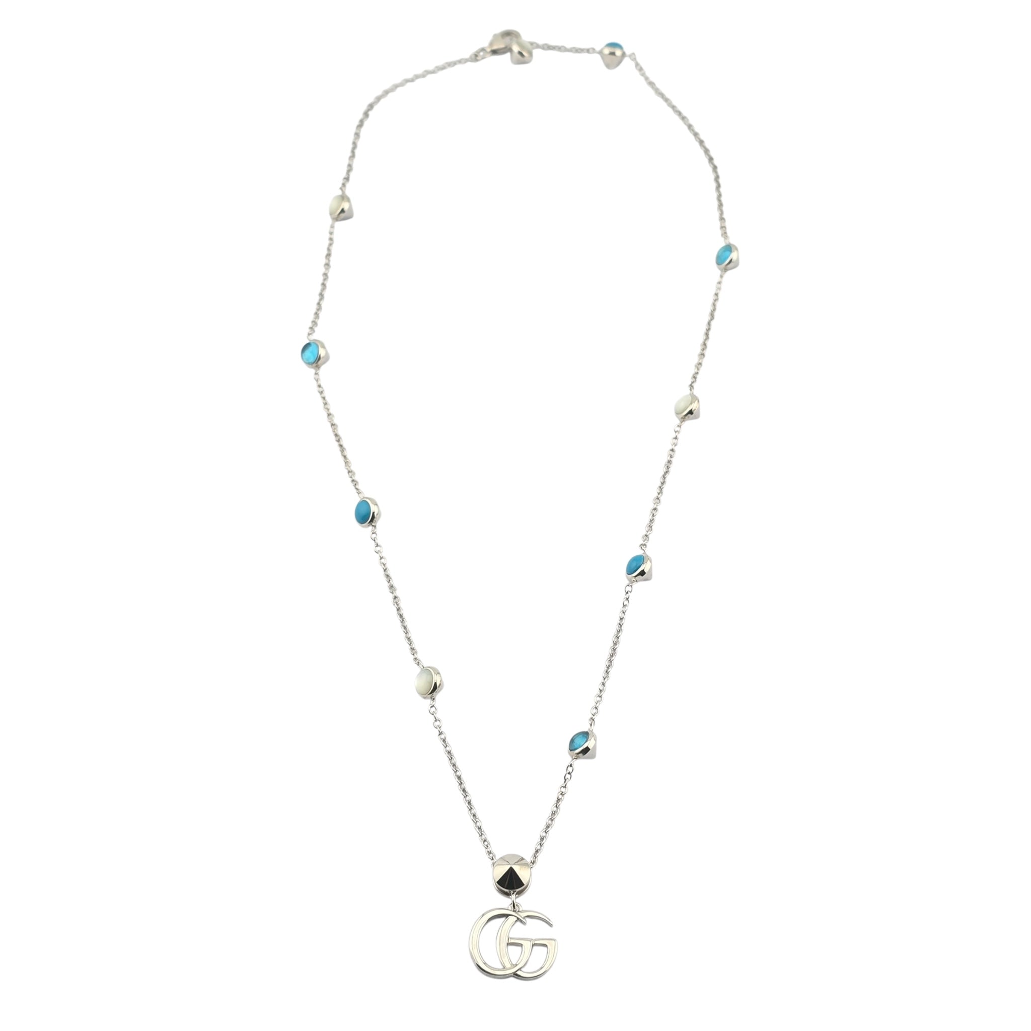 GUCCI GG Marmont Sterling Silver Mother of Pearl Necklace