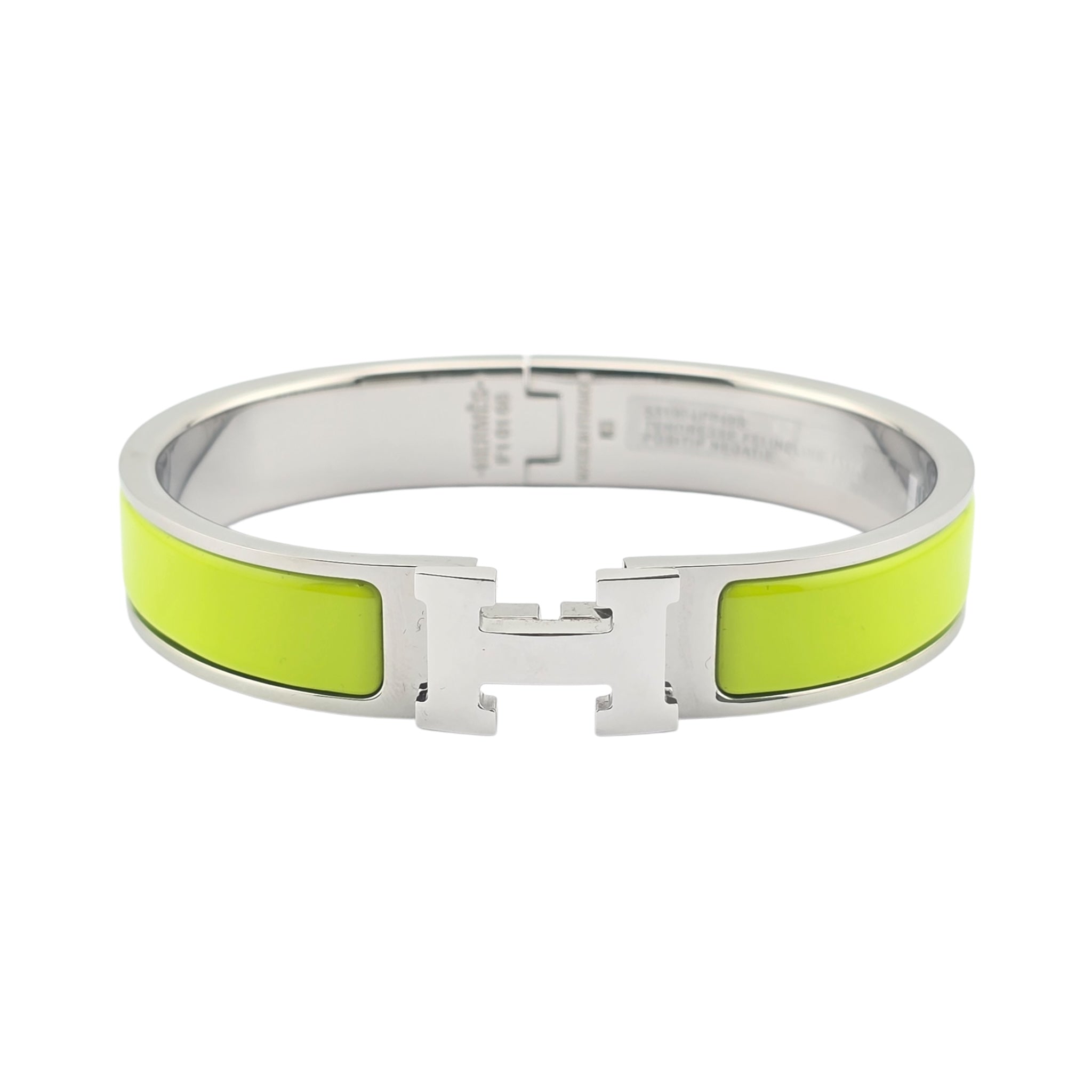 Hermes Clic H Bracelet Neon Green Palladium GM