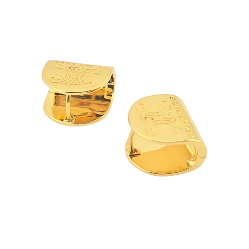 Celine Gold Metal Logo Earrings