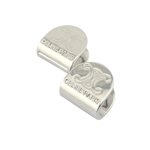 Celine Silver Metal Logo Earrings