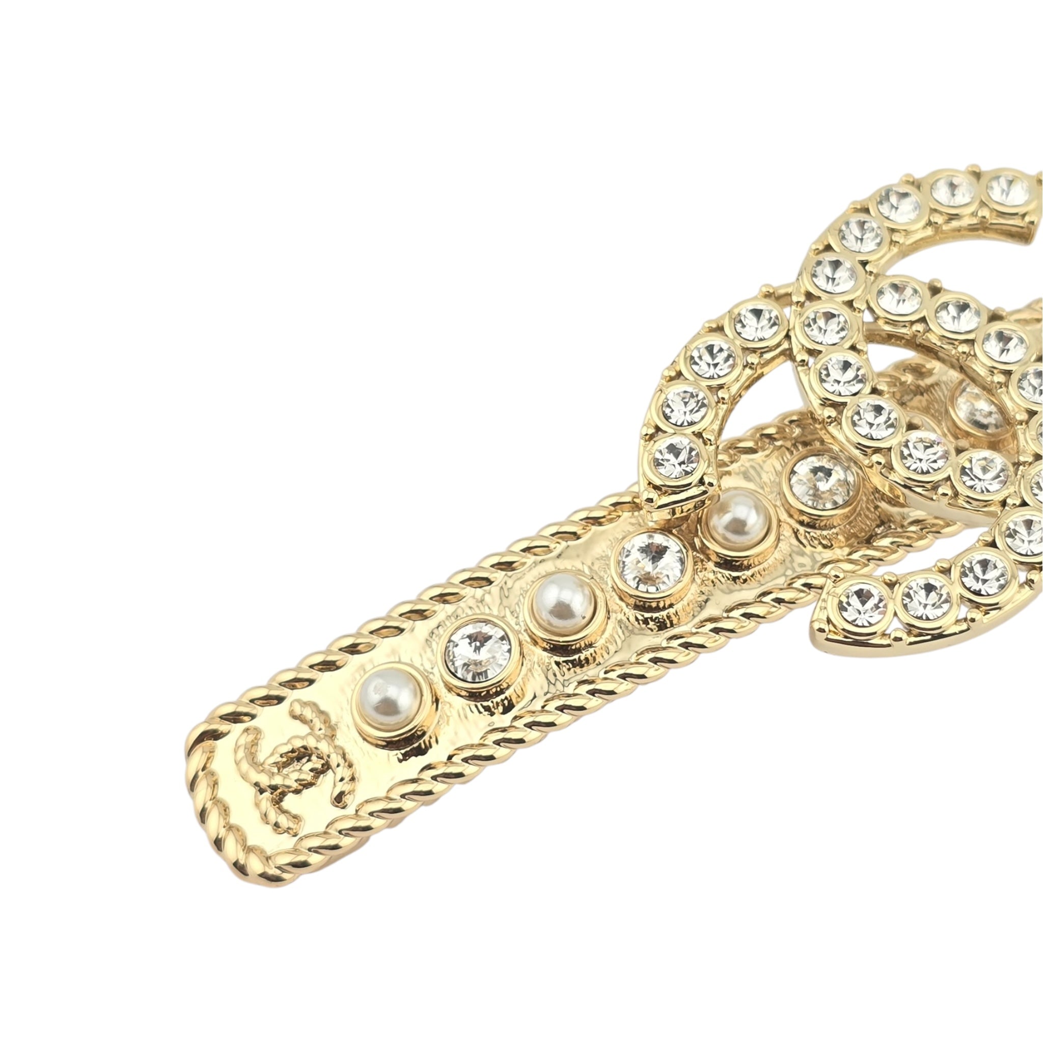 Chanel CC Faux Pearl and Diamante Hair Barrette 2022