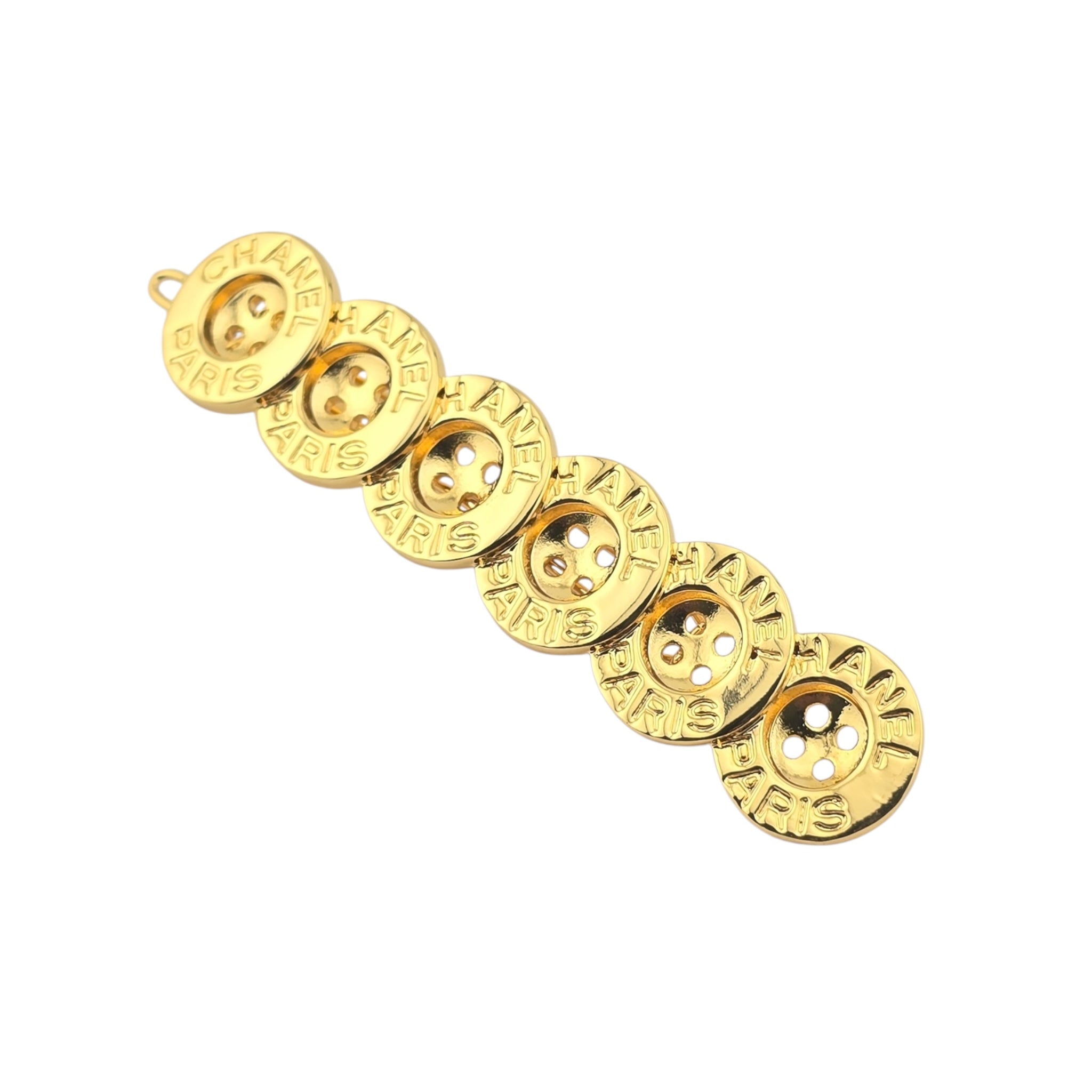Chanel CC Button Paris Hair Clip Barrette Gold