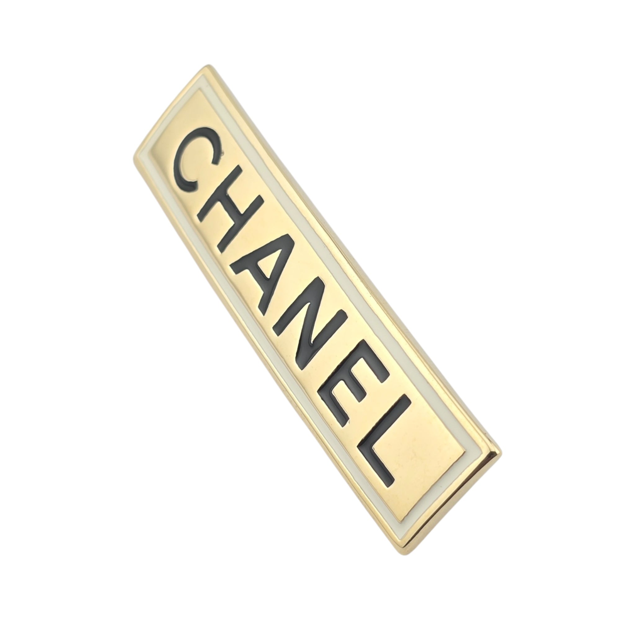 Chanel Logo Gold Black Hair Barrette Clip 2021