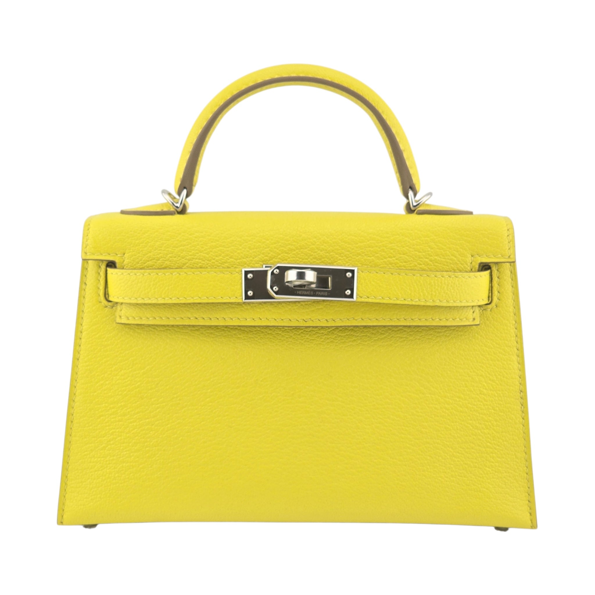 Hermes Mini Kelly II Chèvre Lime Palladium Hardware Bag