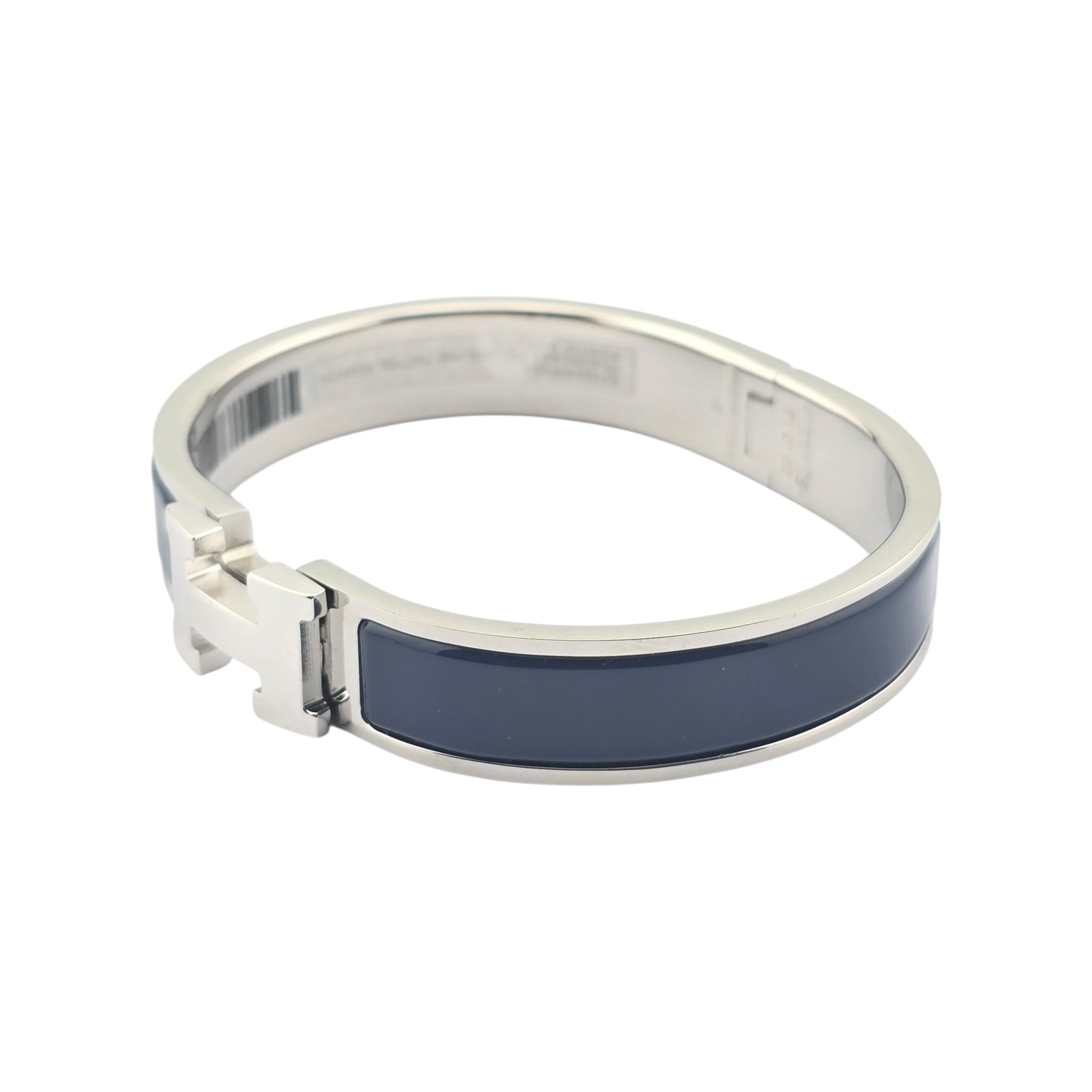 Hermes Clic H Bracelet Navy Blue Palladium GM