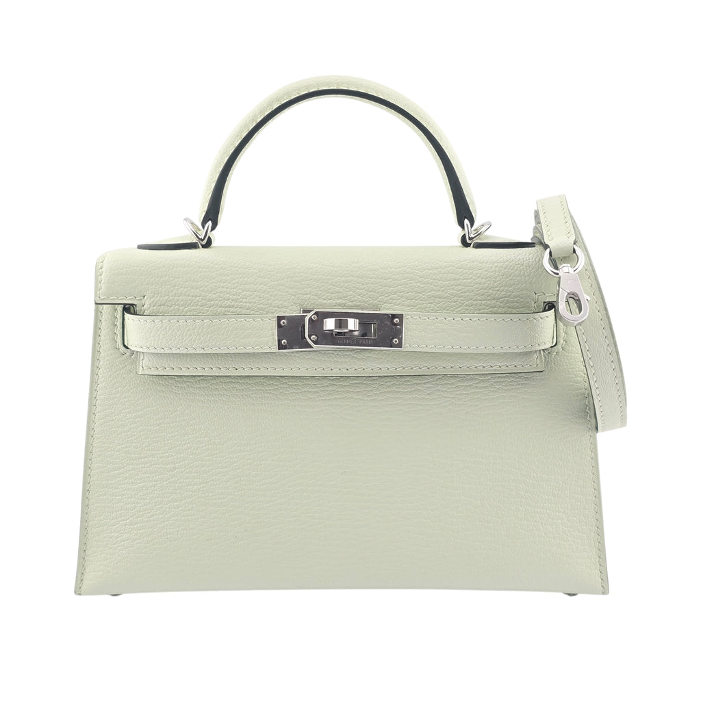Hermes Mini Kelly II Vert Fizz Chevre Palladium Hardware Bag