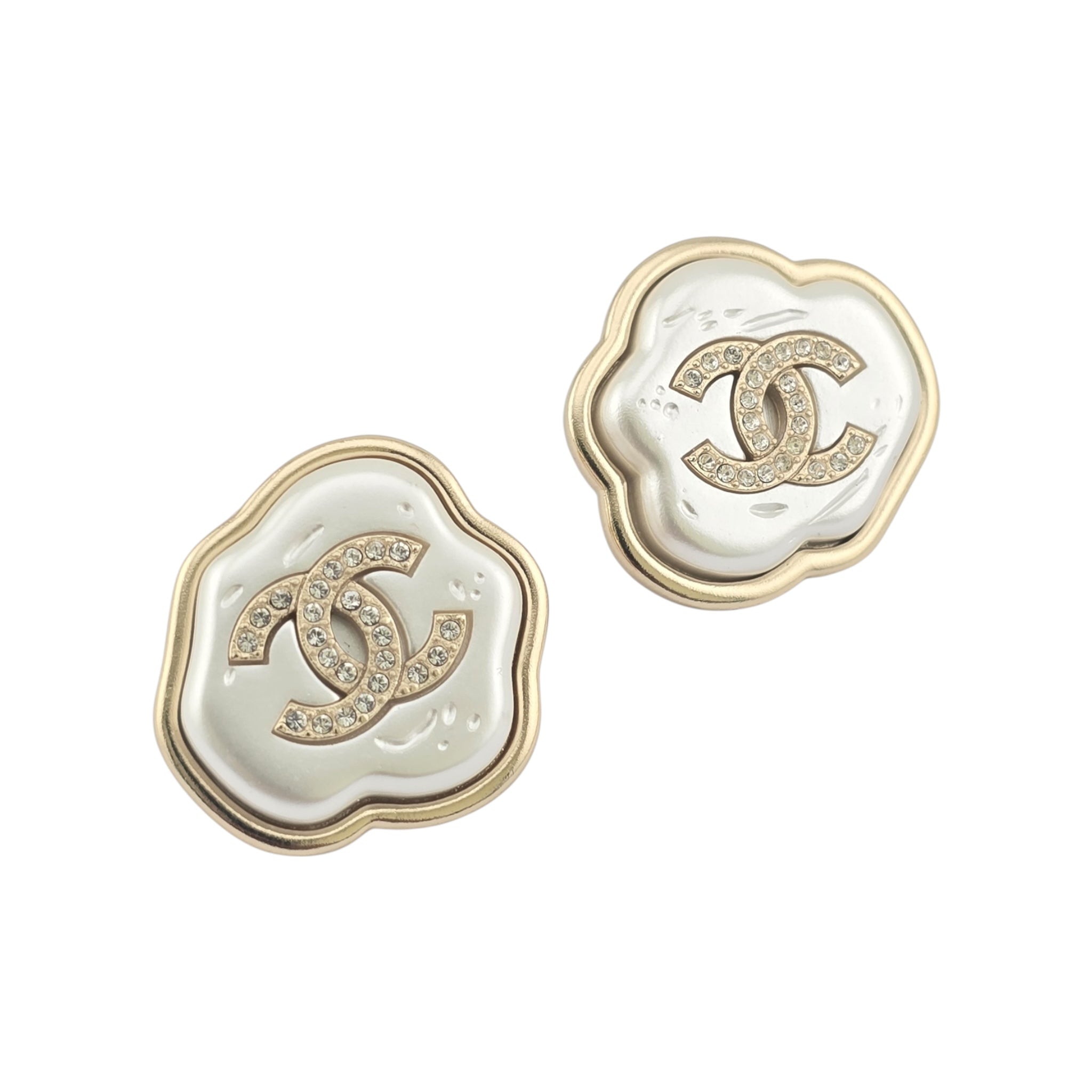 Chanel CC White Resin Stud Earrings 2025
