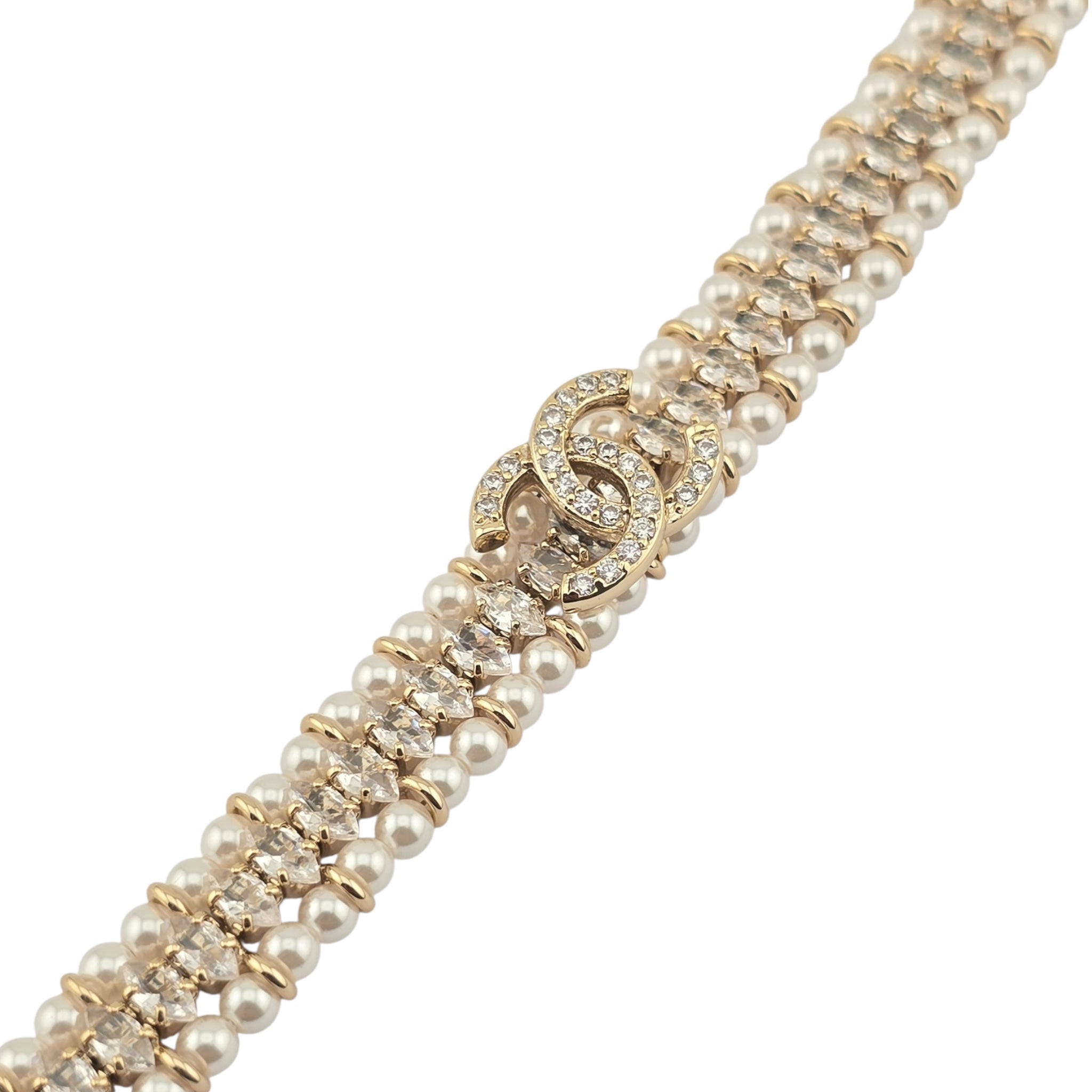 Chanel CC Faux Pearl Crystal Choker 2022