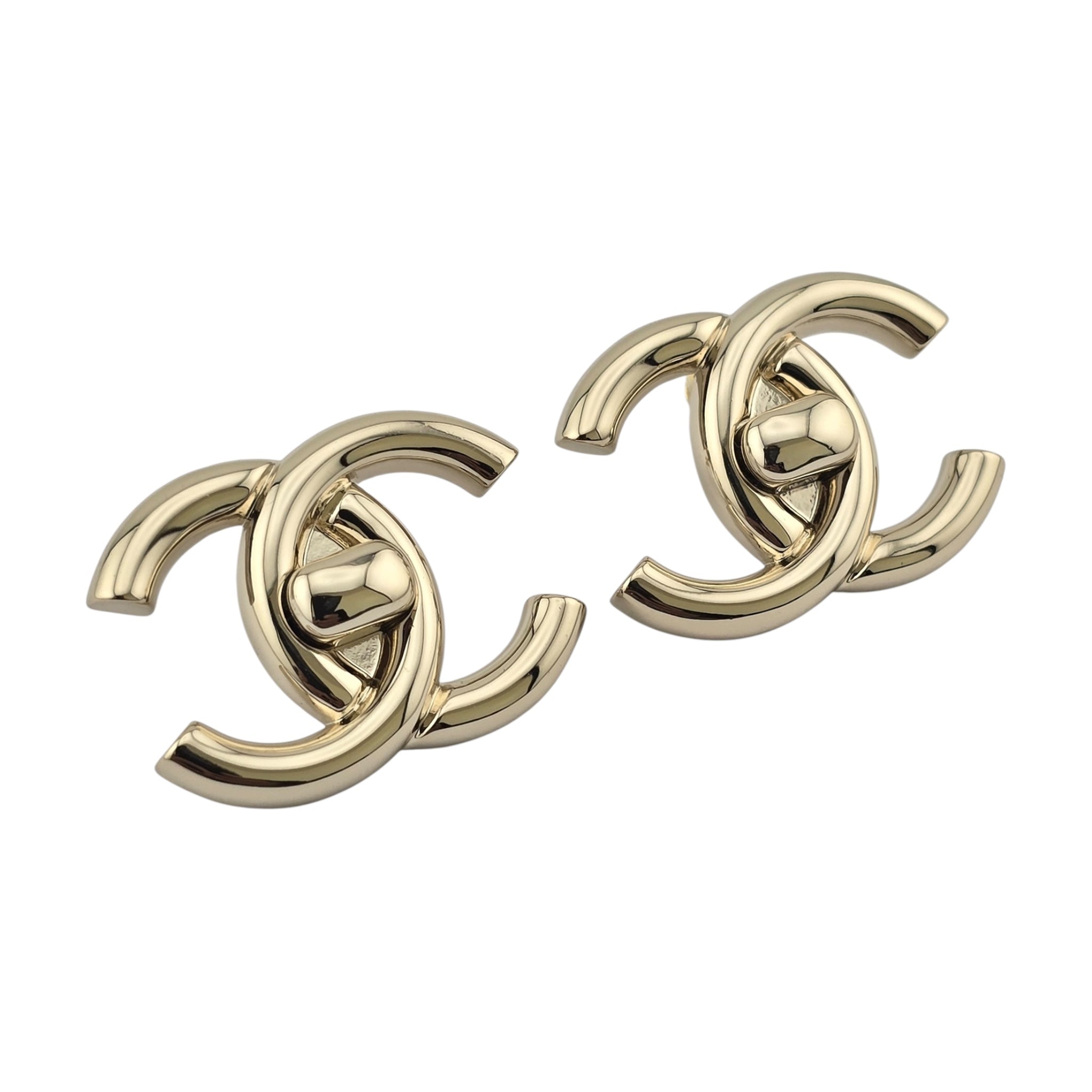 Chanel Metal CC Turnlock Earrings Gold