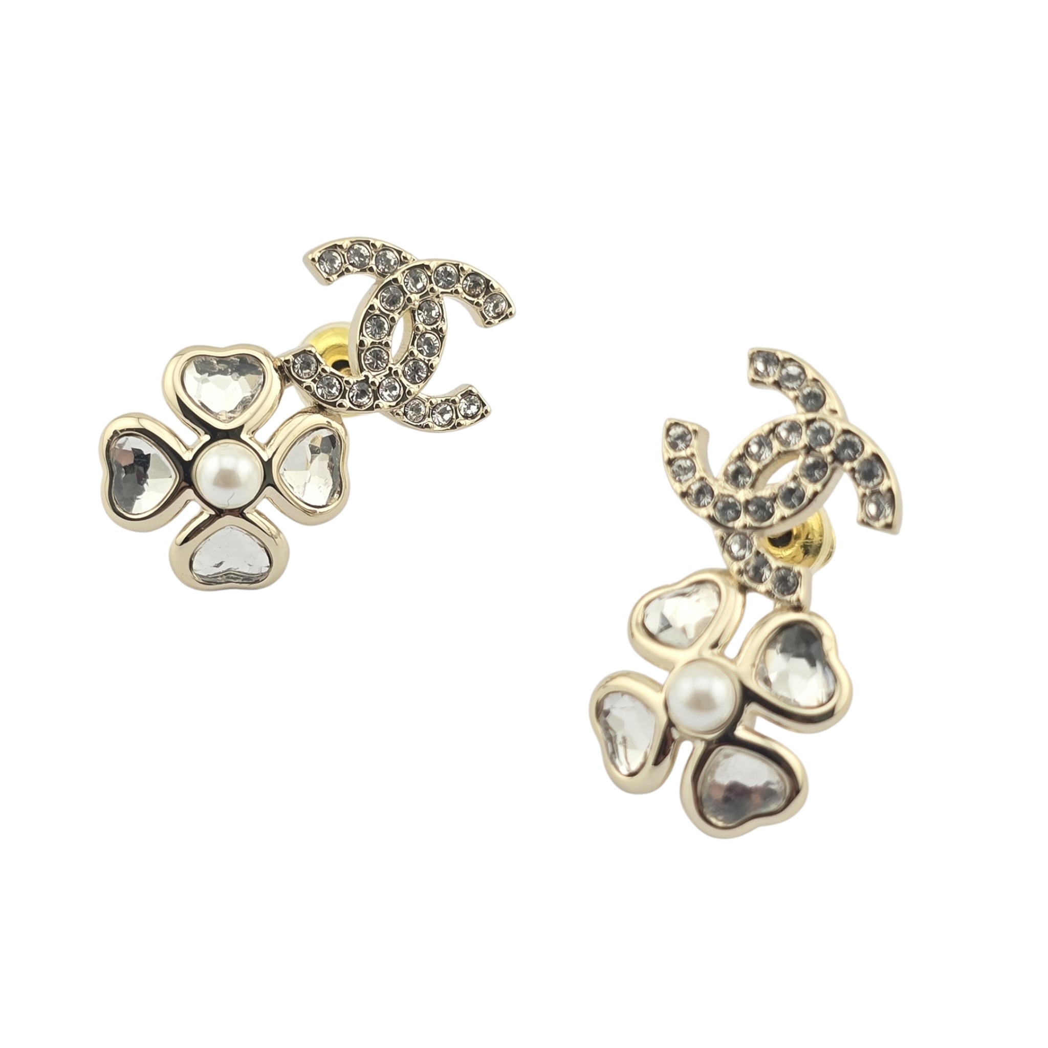 Chanel CC Crystal Earrings Gold 2025